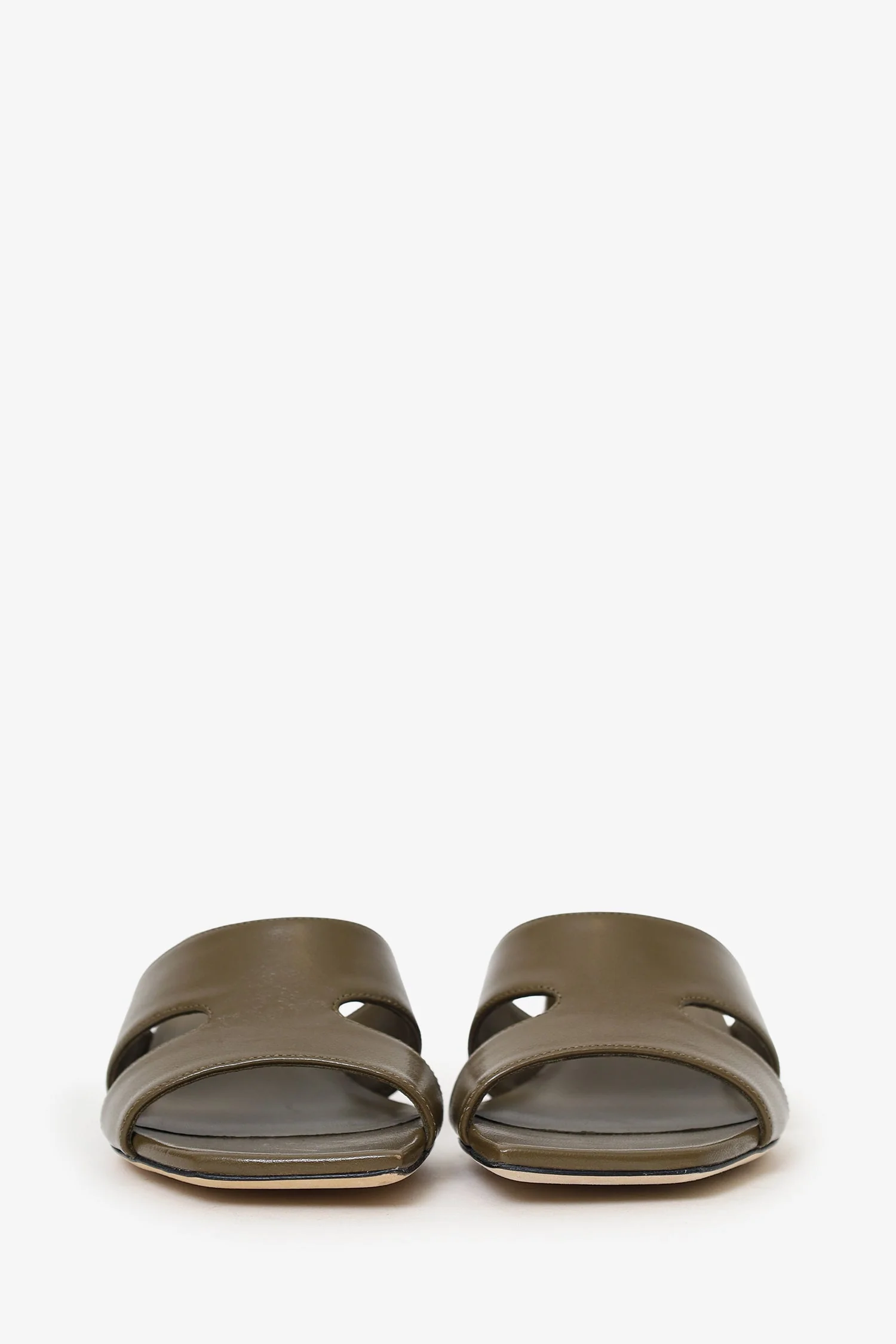 Jimmy Choo Khaki Green Leather Ellison Block Heel Mules Size 36 - Image 3