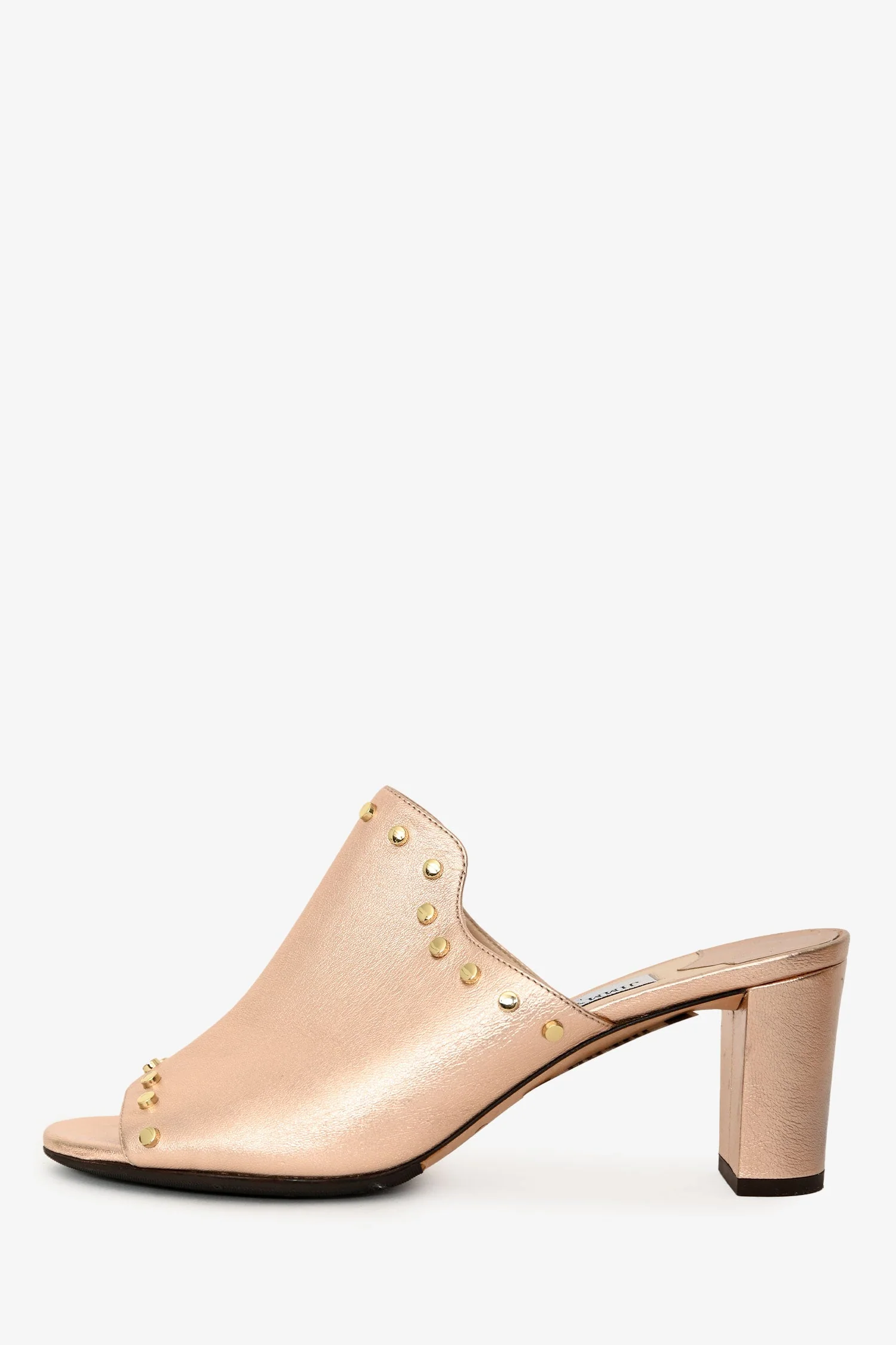 Jimmy Choo Metallic Rose Gold Studded 'Myla' Mules Size 38 - Image 4