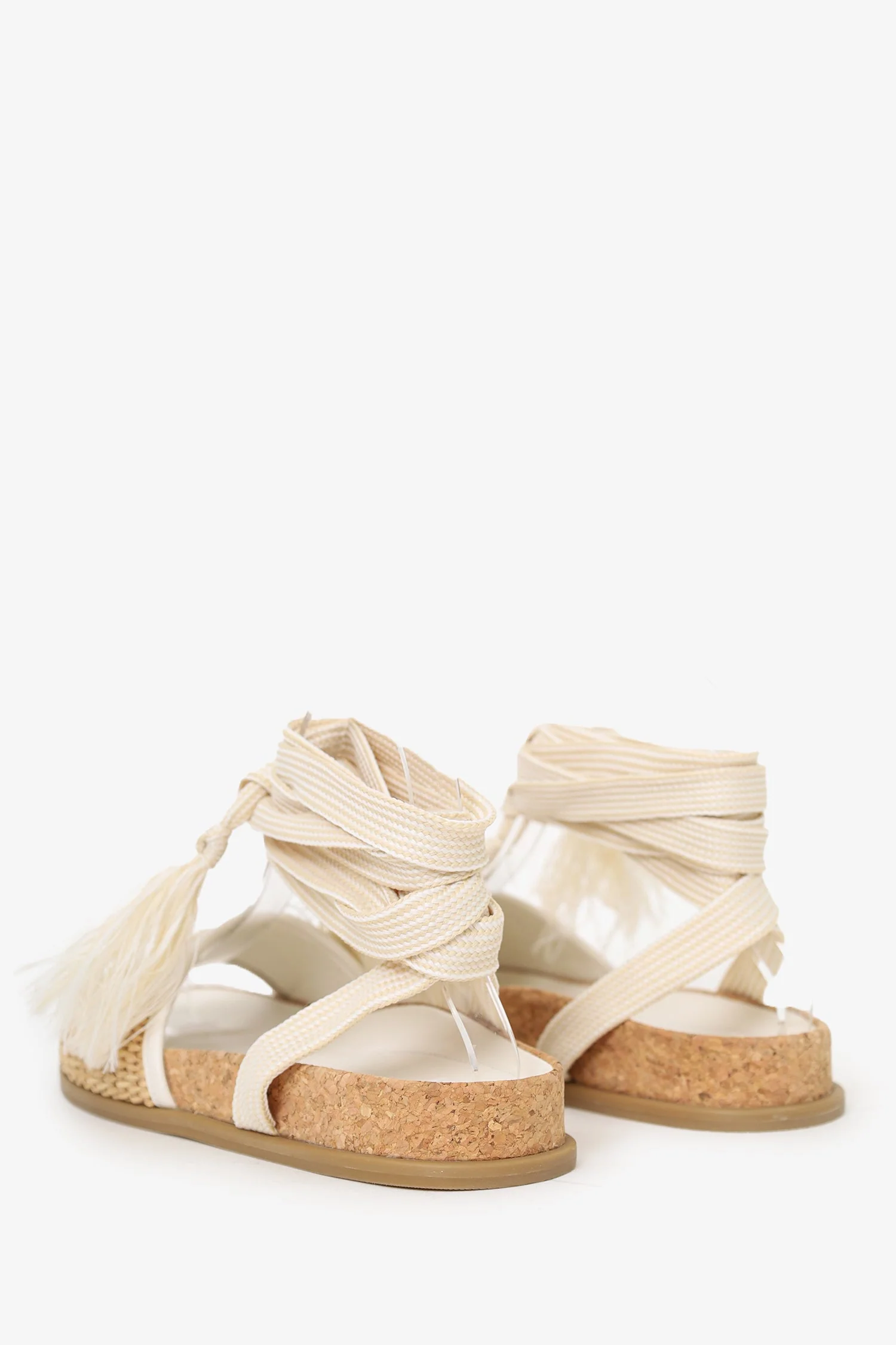 Jimmy Choo Natural Embroidered Raffia Sandals Size 35.5 - Image 4