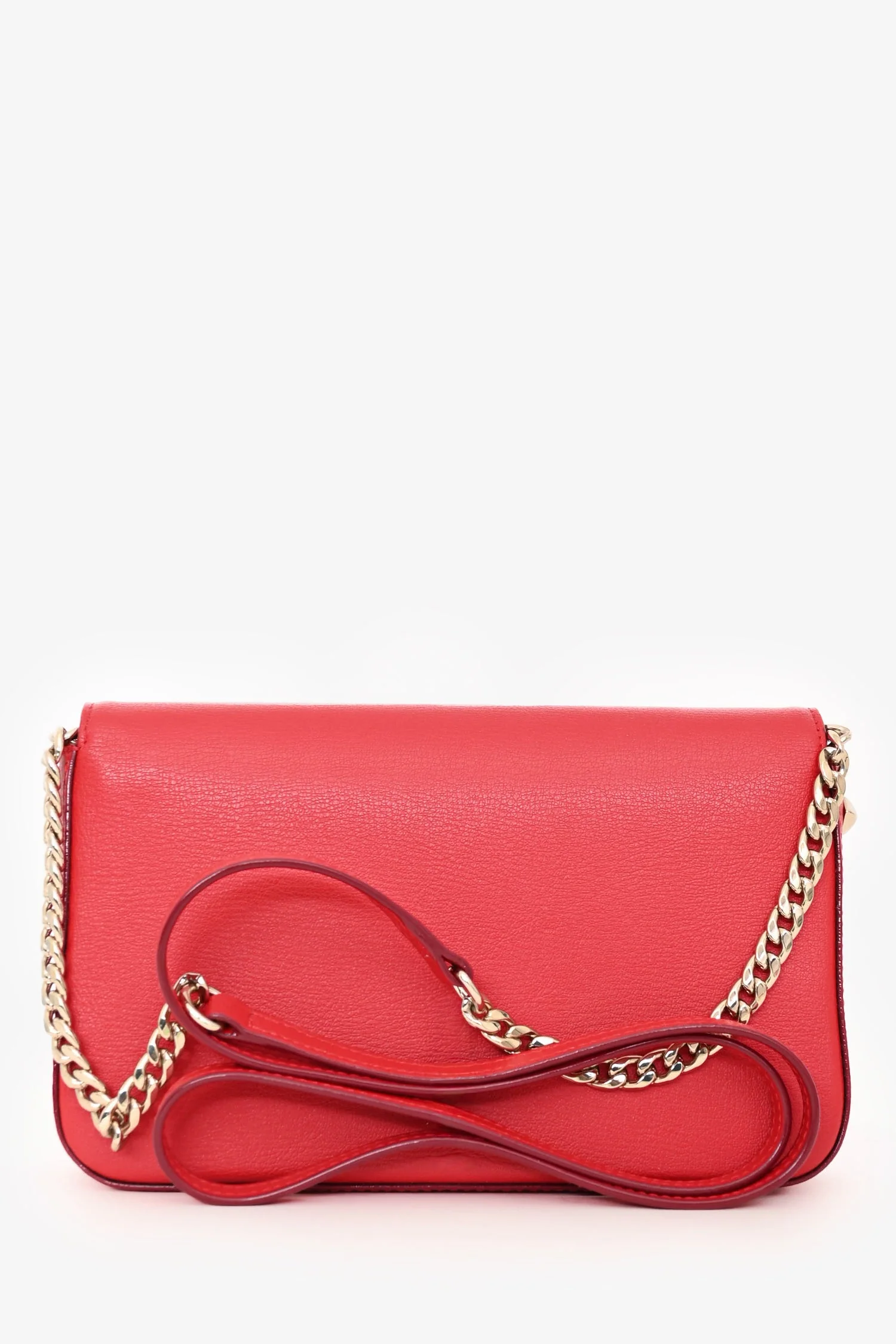 Jimmy Choo Red Leather Logo Palace Wallet On Chain - Image 2