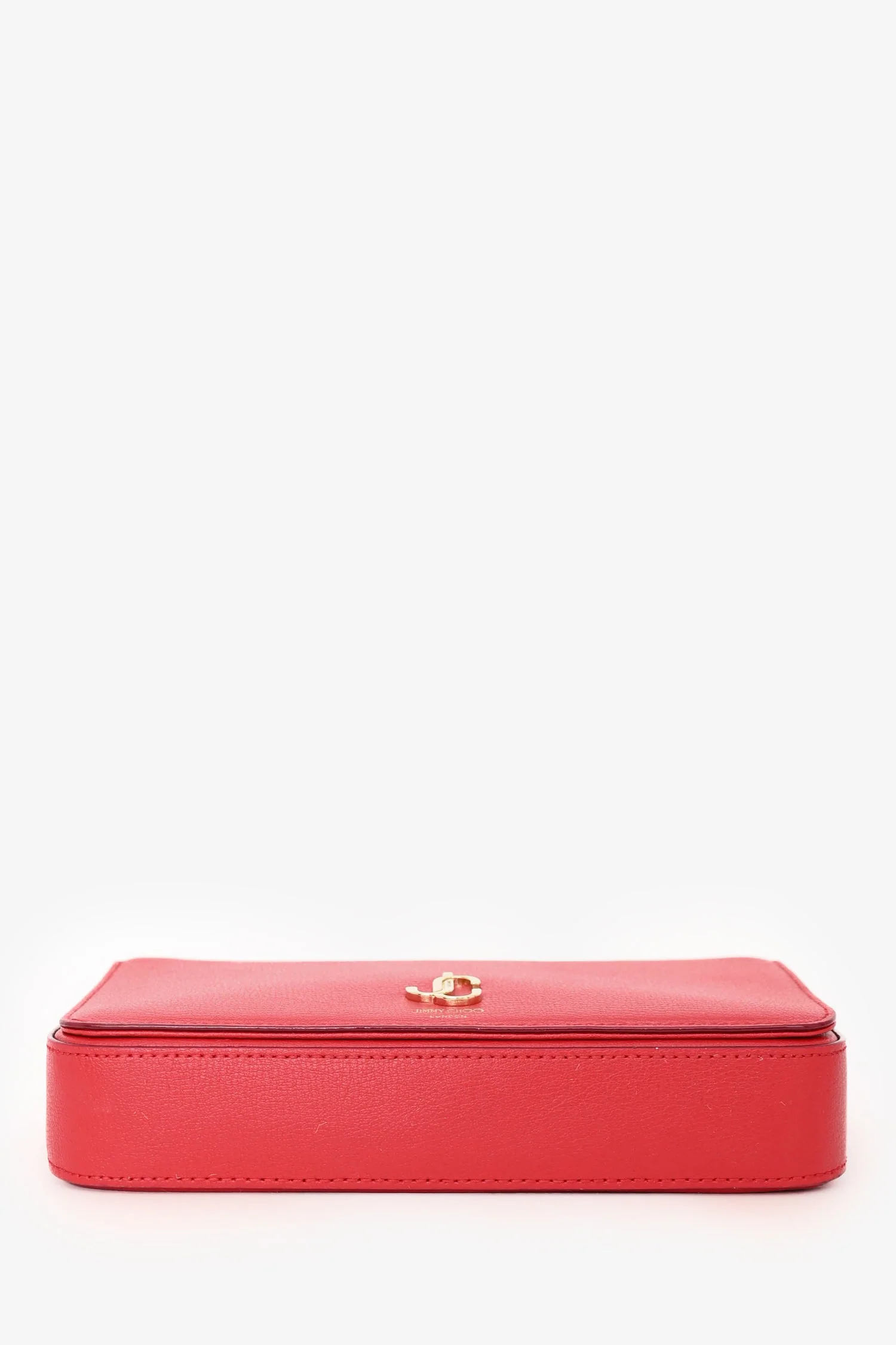 Jimmy Choo Red Leather Logo Palace Wallet On Chain - Image 5