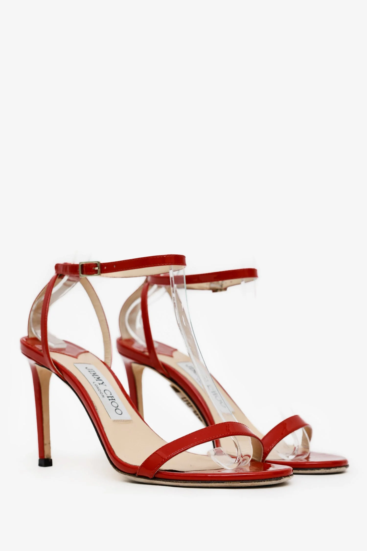 Jimmy Choo Red Patent Leather Minny 85 Sandals Size 37 - Image 2