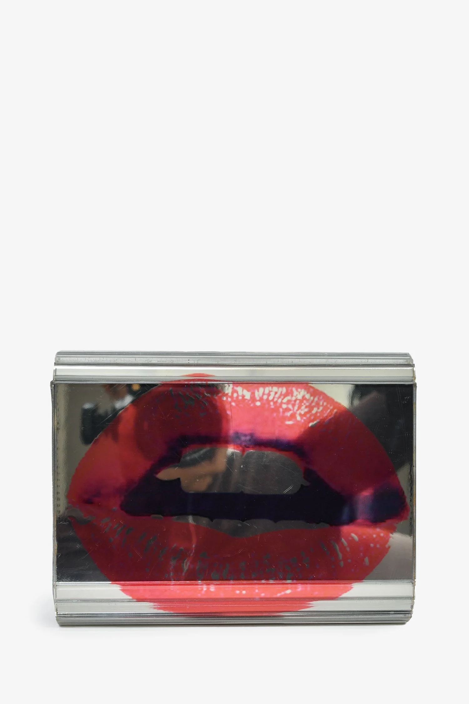 Jimmy Choo Red/Silver Acrylic Lips Clutch With Chain - Image 2