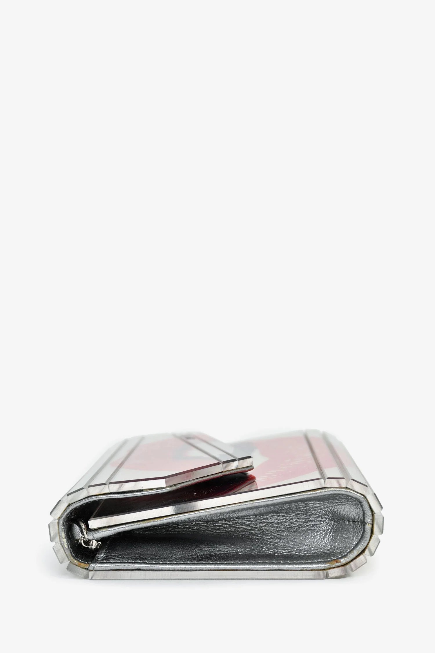 Jimmy Choo Red/Silver Acrylic Lips Clutch With Chain - Image 4