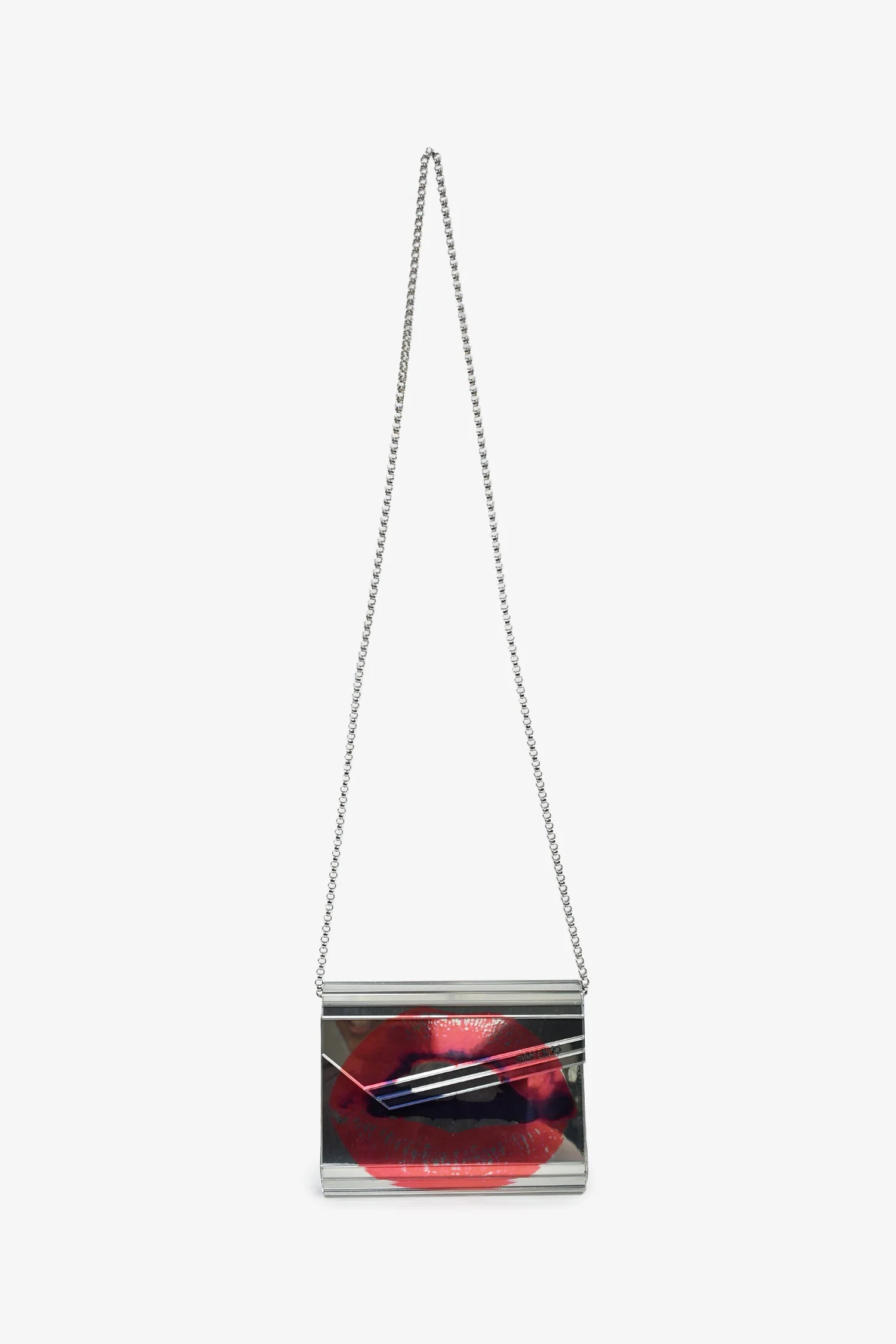 Jimmy Choo Red/Silver Acrylic Lips Clutch With Chain - Image 7