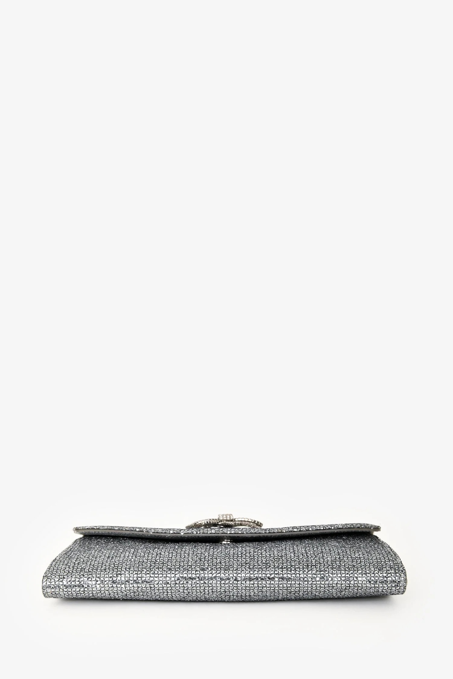 Jimmy Choo Silver Metallic Bow Embellished Evening Shoulder Bag - Image 5