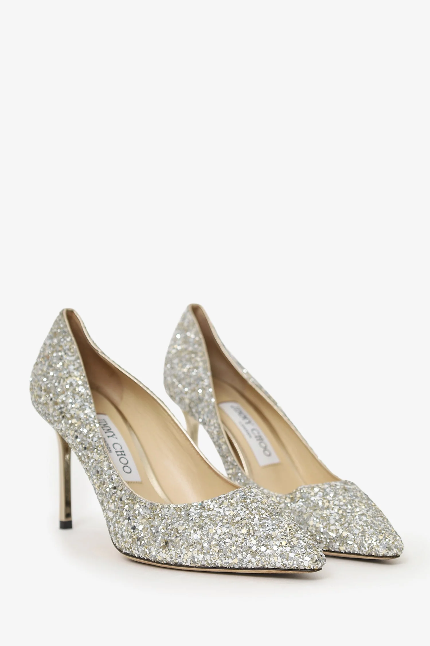Jimmy Choo Silver Sequin Heels Size 36.5 - Image 2