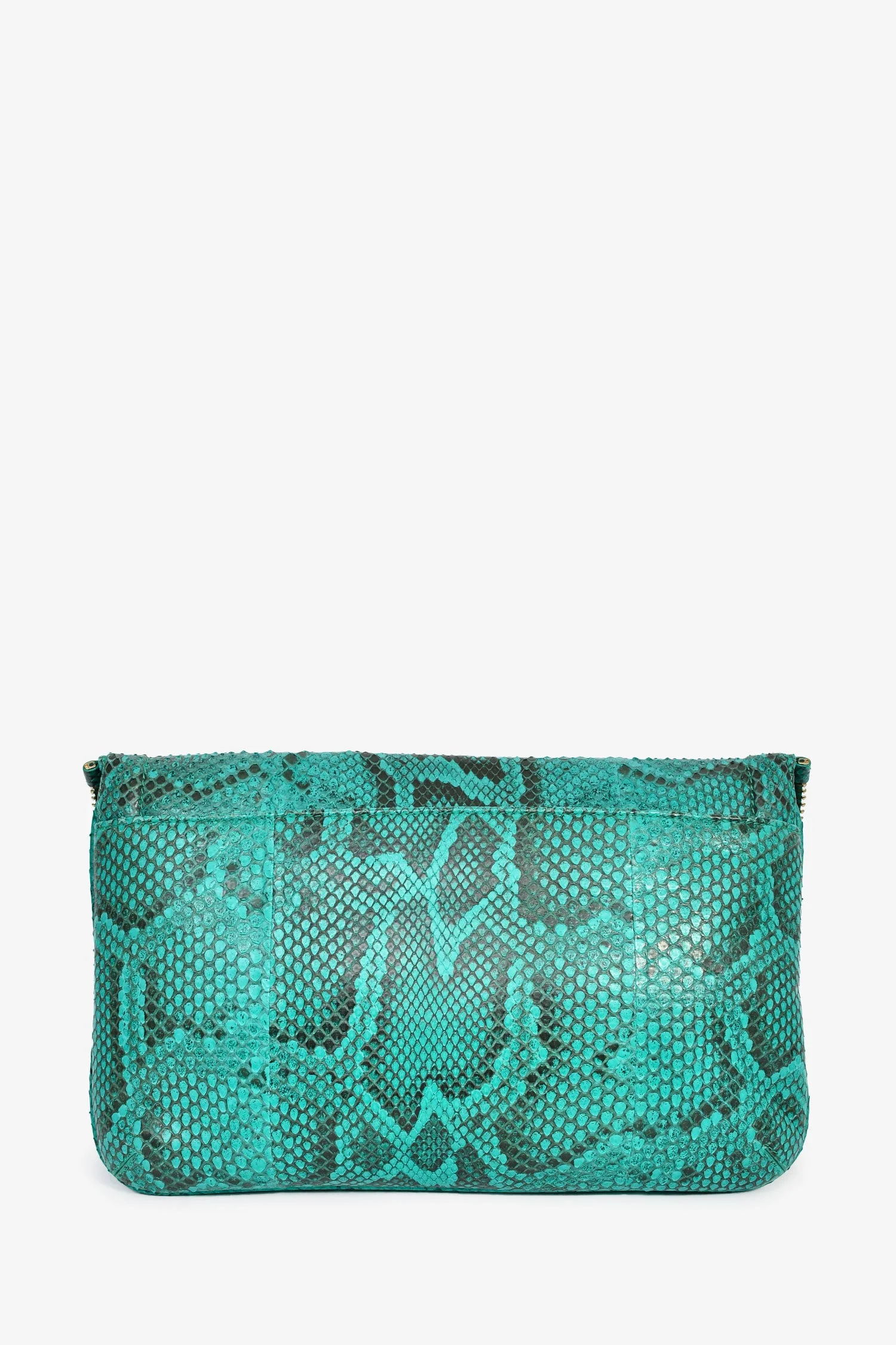 Jimmy Choo Turquoise Snakeskin Fold Clutch - Image 2