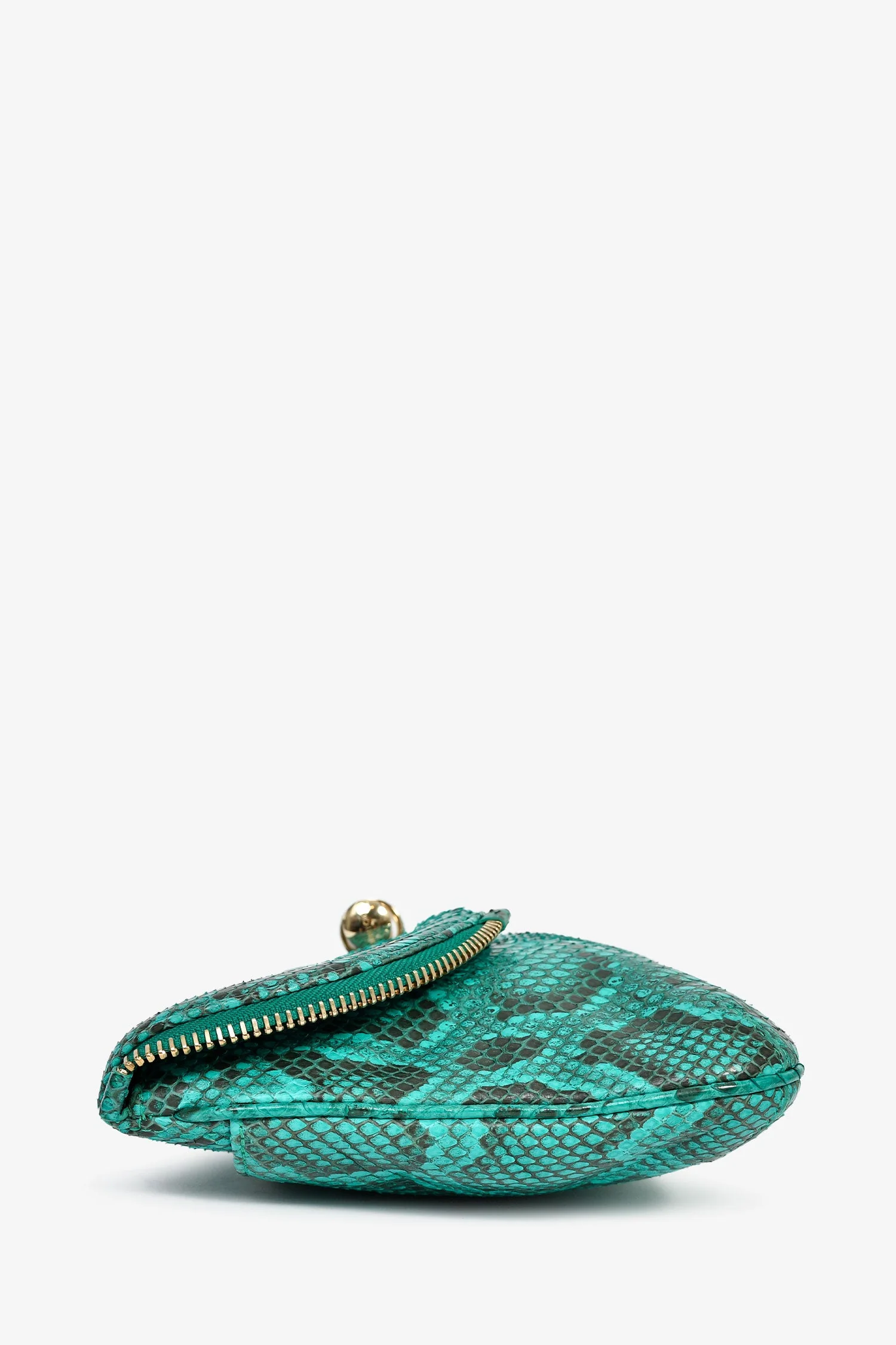 Jimmy Choo Turquoise Snakeskin Fold Clutch - Image 4
