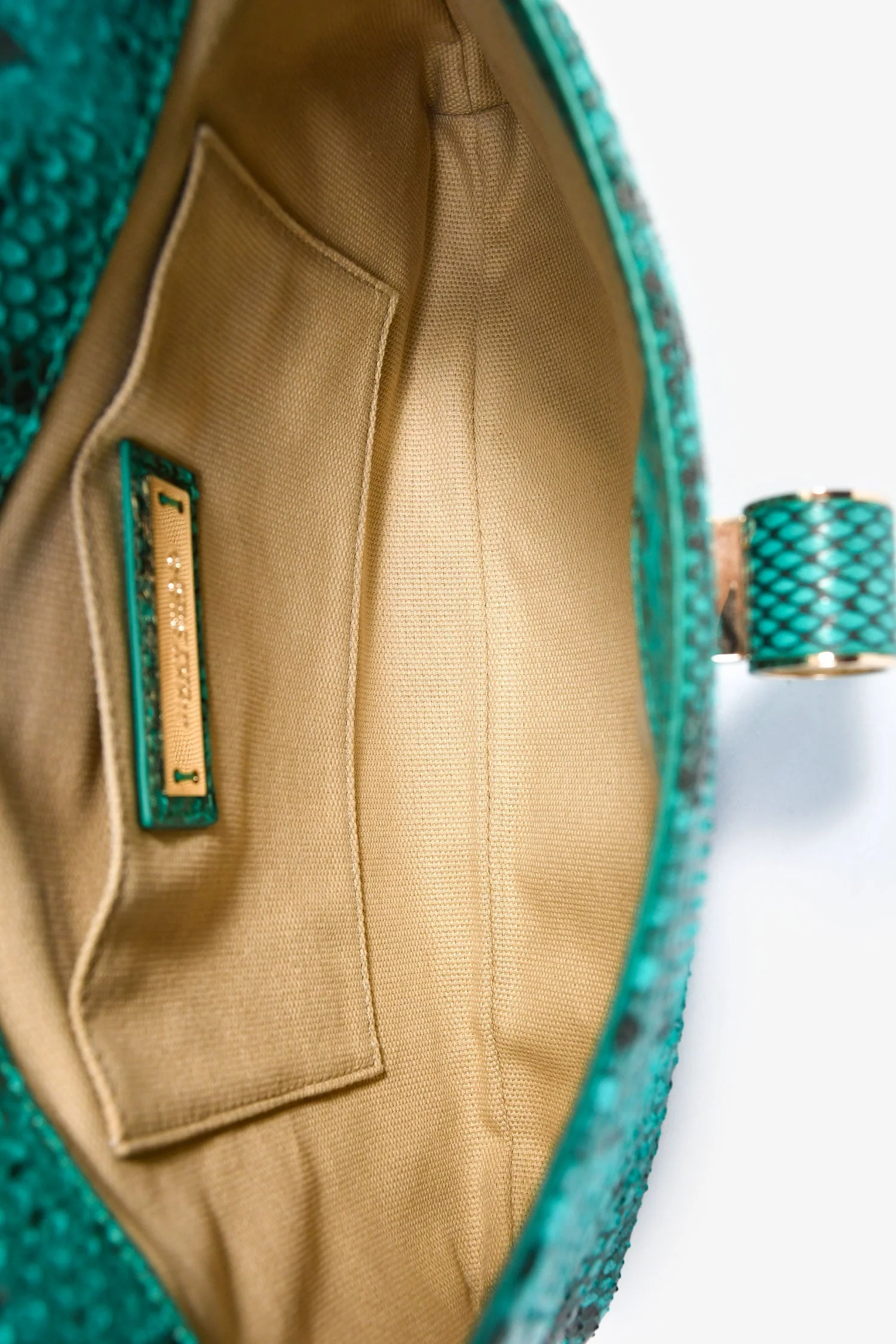 Jimmy Choo Turquoise Snakeskin Fold Clutch - Image 6