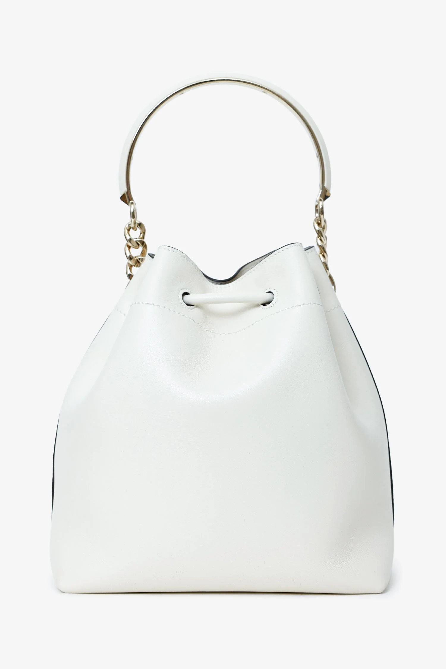 Jimmy Choo White Leather Bonbon Bucket Bag - Image 2