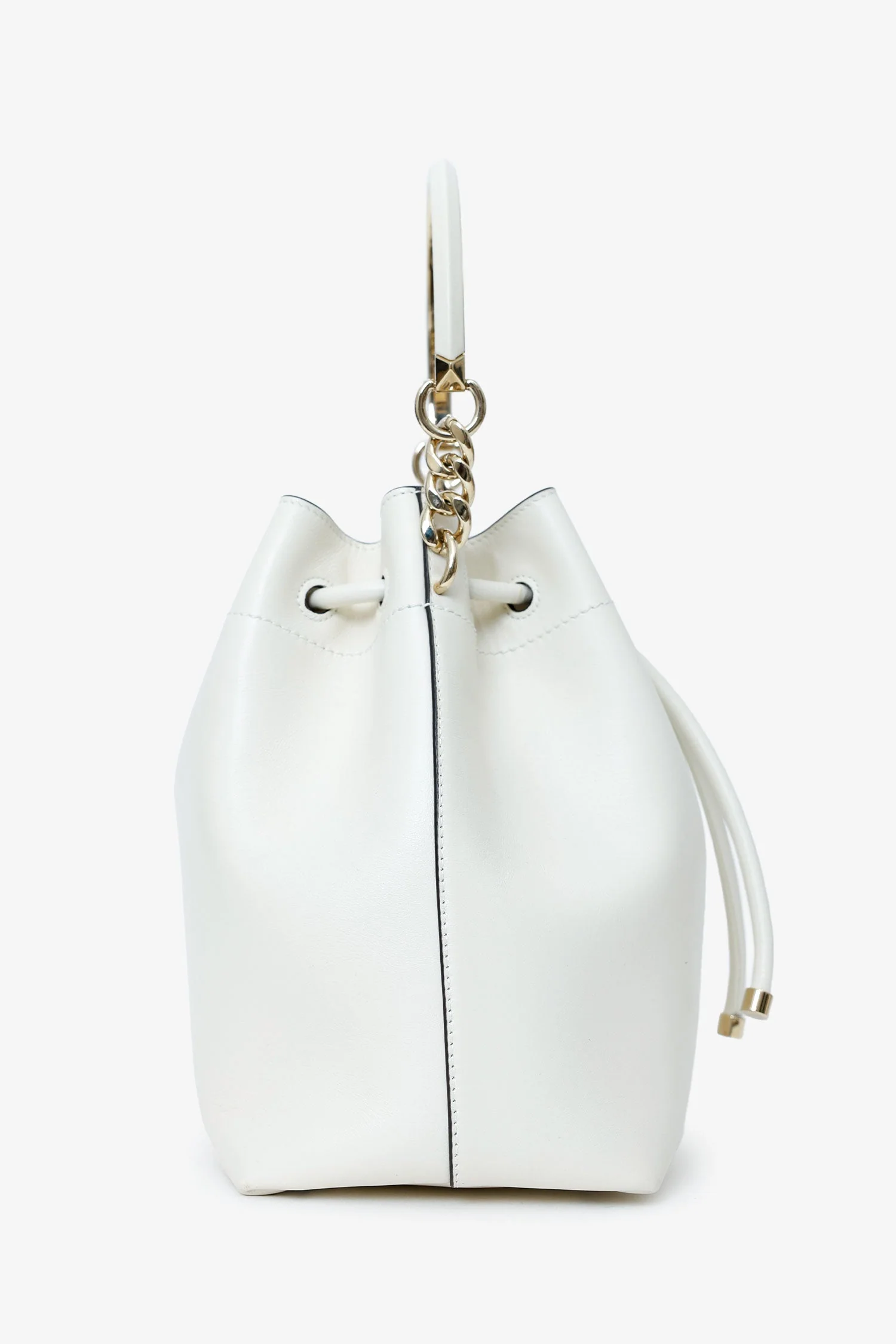 Jimmy Choo White Leather Bonbon Bucket Bag - Image 3