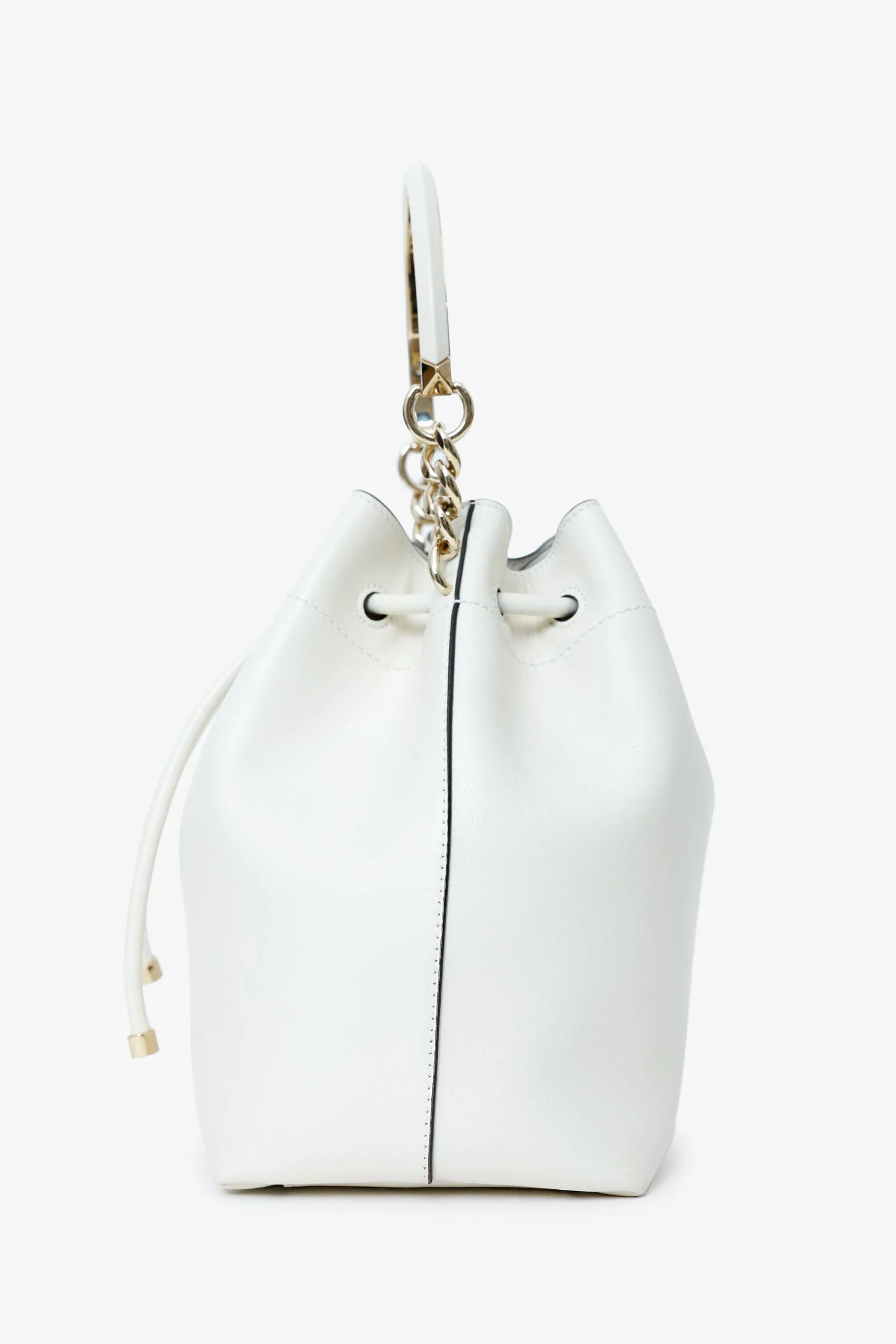 Jimmy Choo White Leather Bonbon Bucket Bag - Image 4