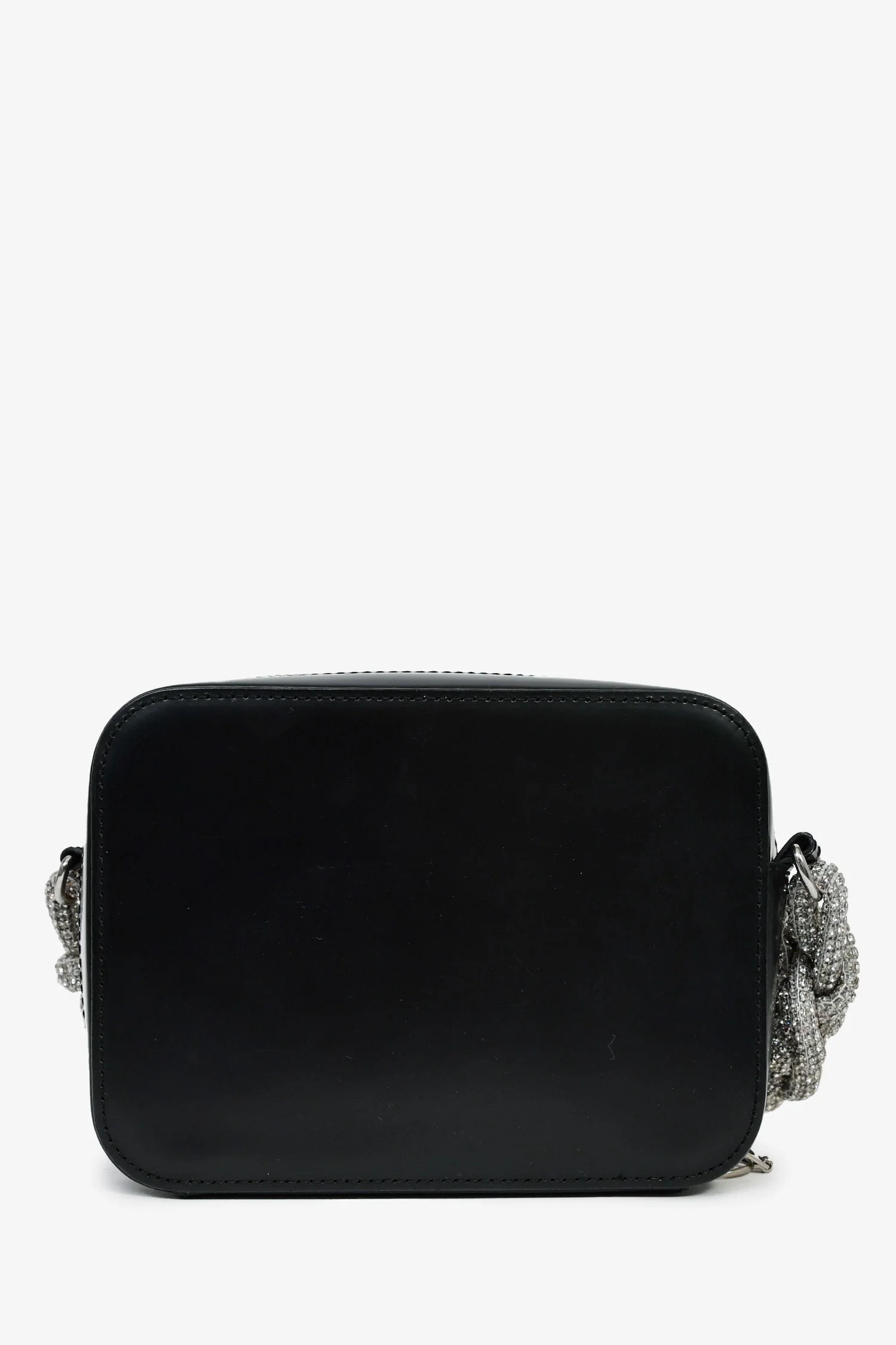Kara Black Leather 'Cobra' Crossbody Bag With Crystal Embellished Strap - Image 2