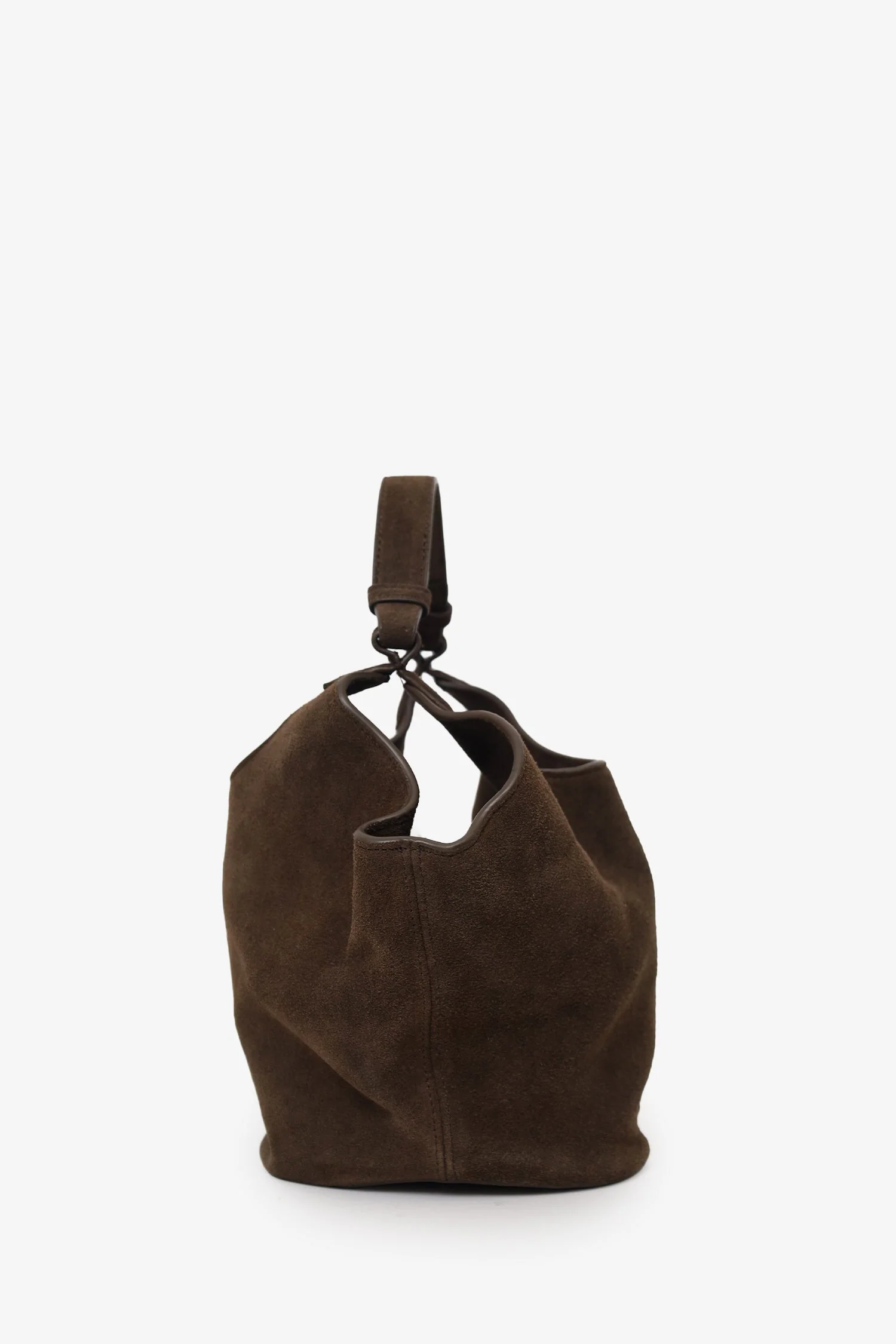 Khaite Brown Suede Lotus Small Top Handle Bag - Image 2