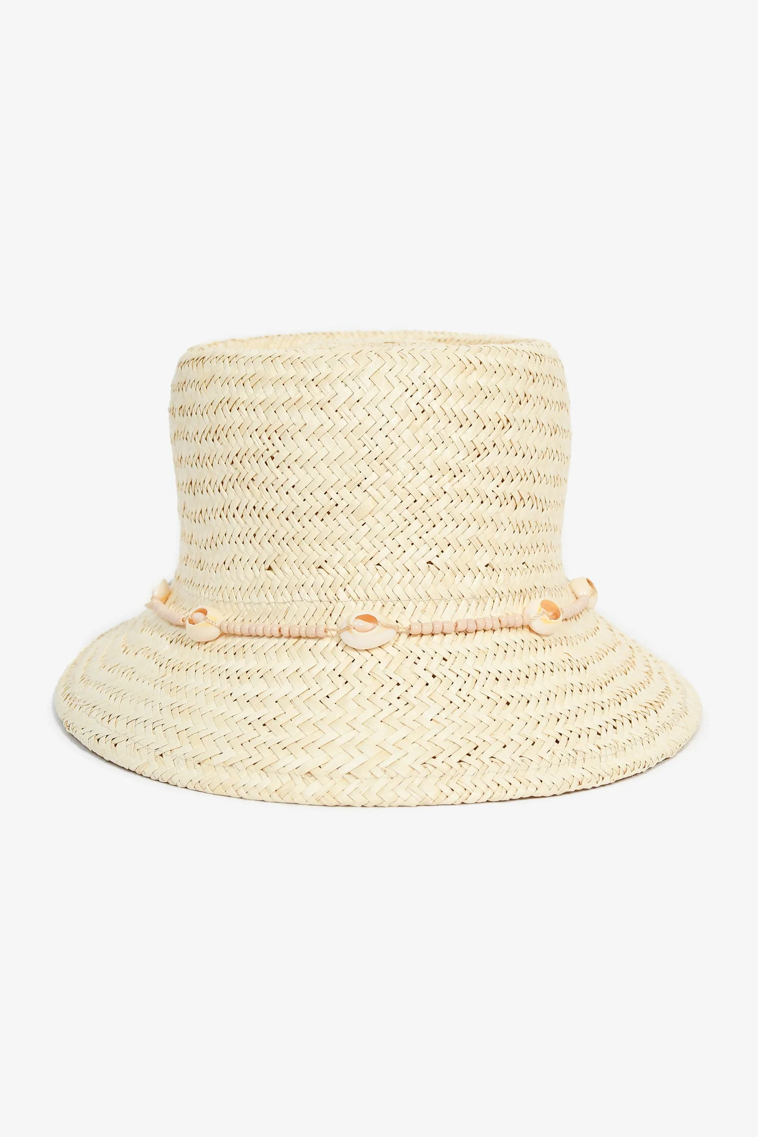 Lack of Colour Beige Straw 'Inca Seashells' Bucket Hat Size M - Image 2
