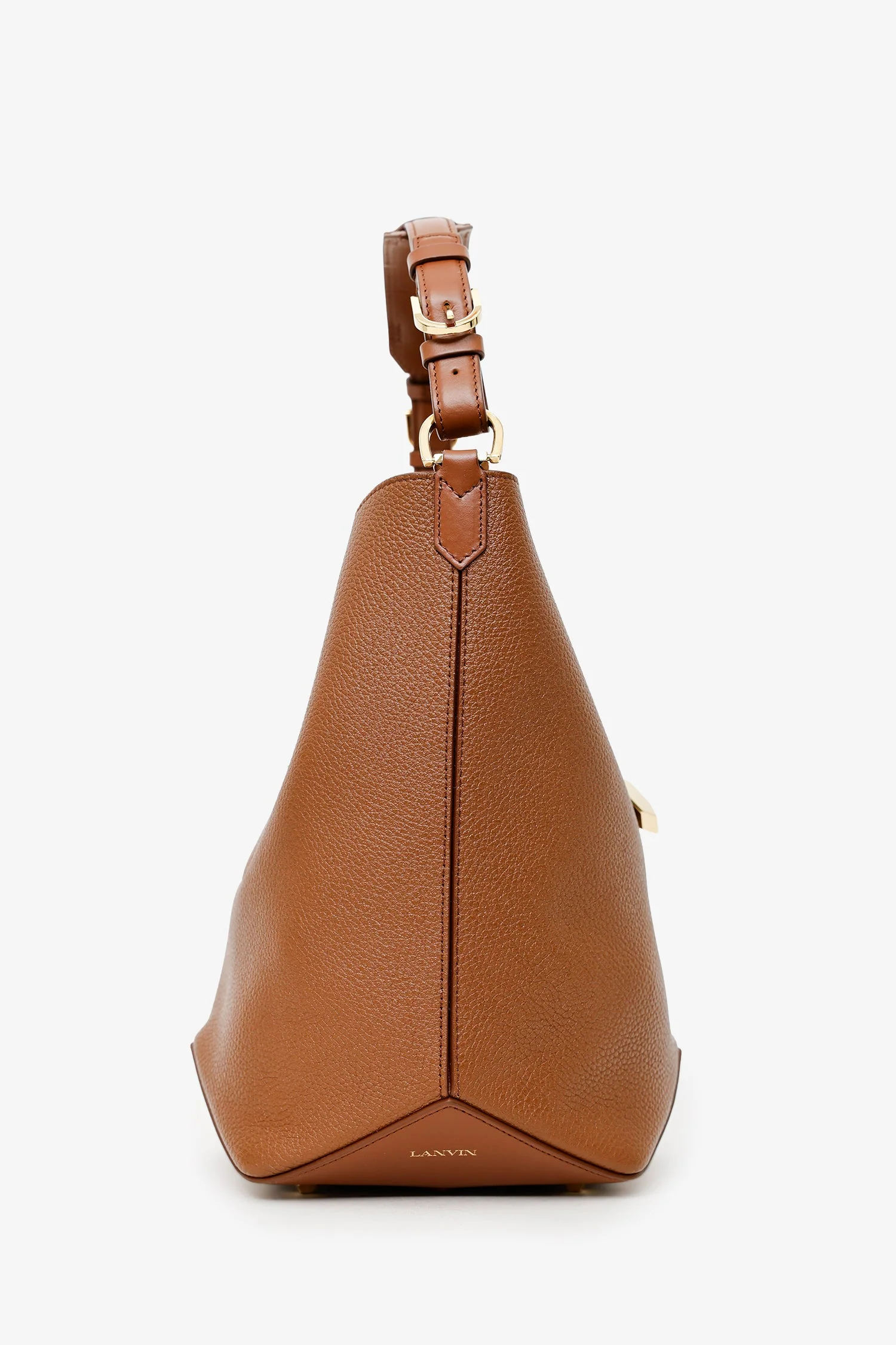 Lanvin Brown Leather Catch By Lanvin Medium Bucket Bag With Strap - Image 3