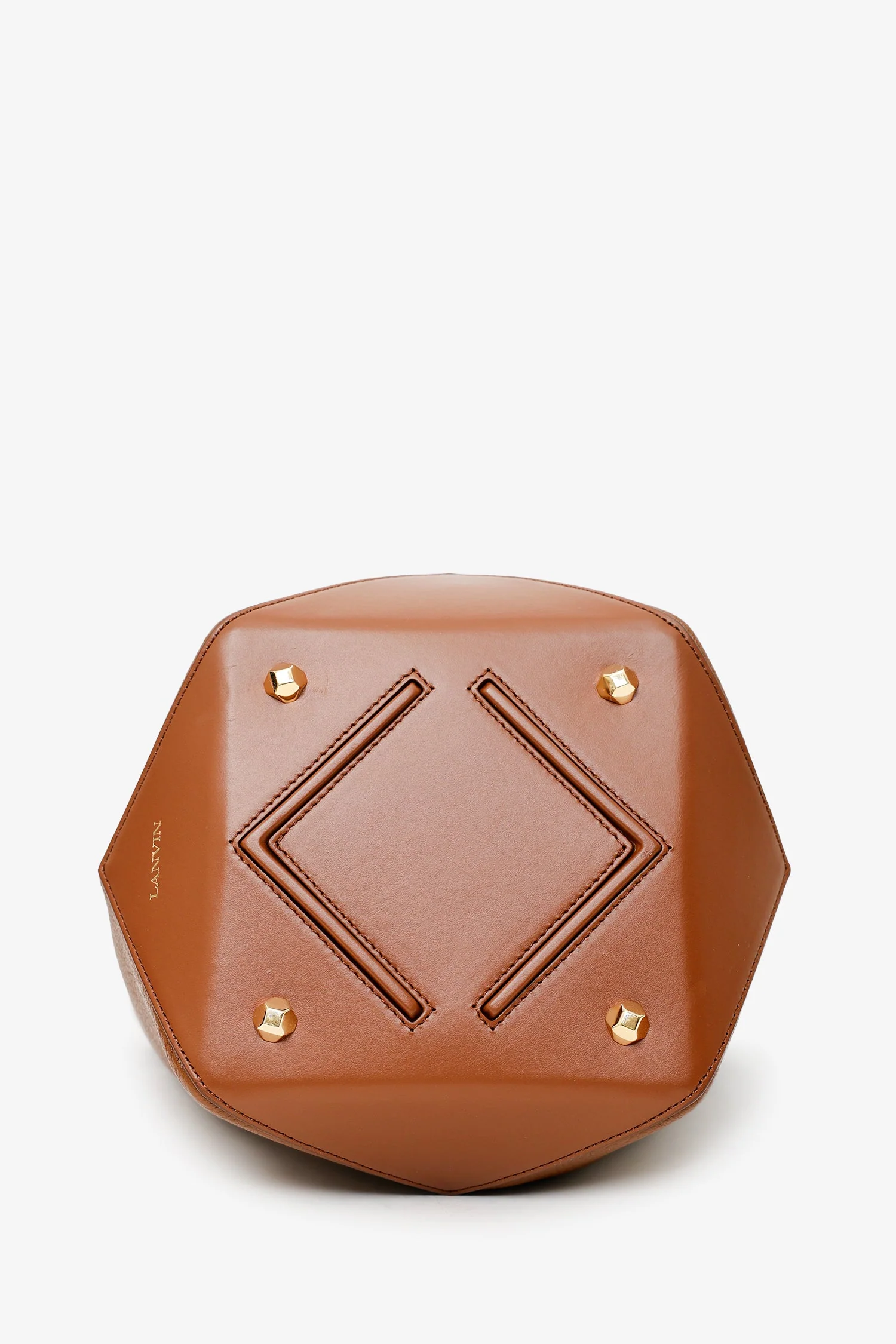 Lanvin Brown Leather Catch By Lanvin Medium Bucket Bag With Strap - Image 5