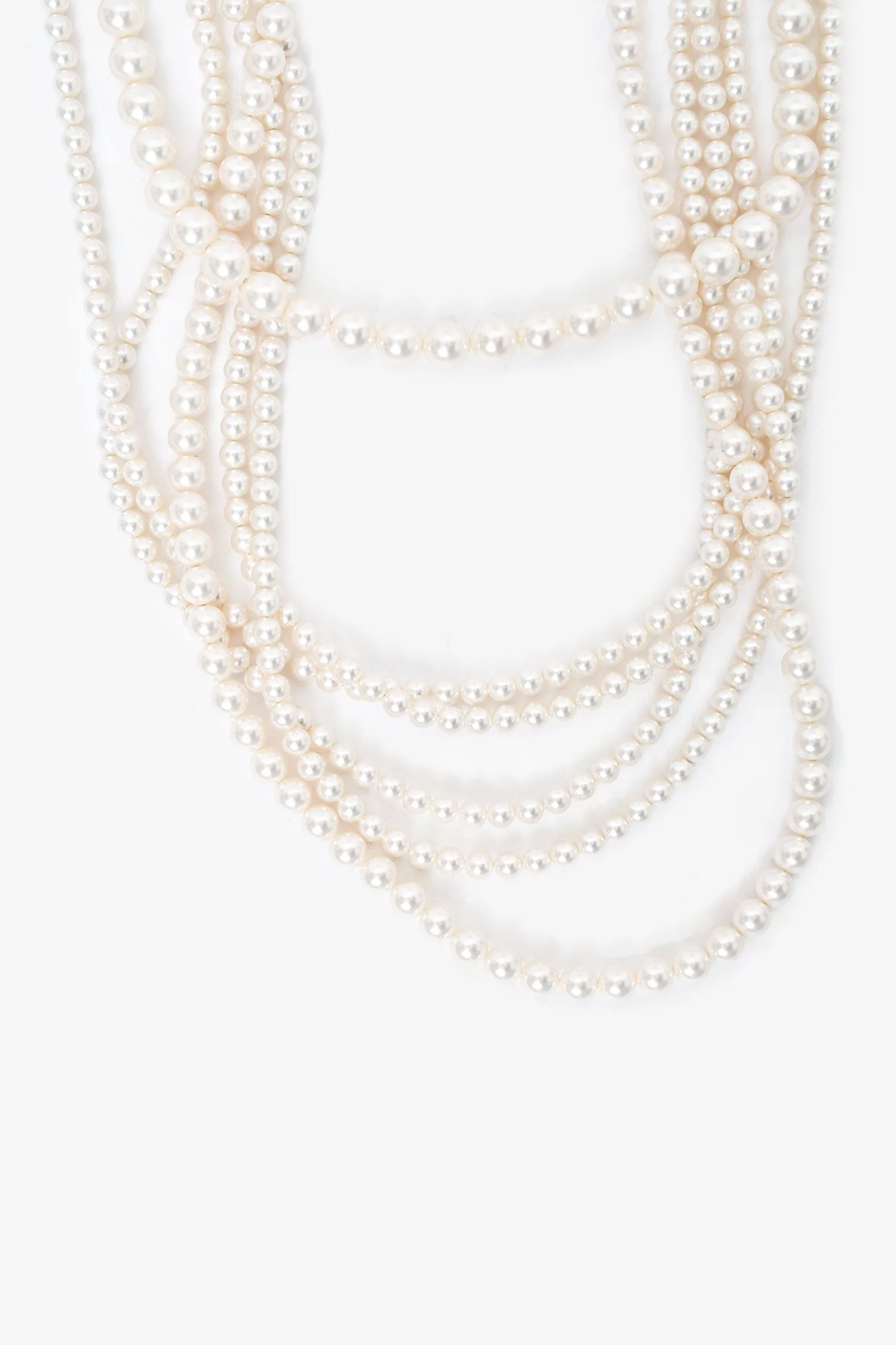 Lanvin Faux Pearl Multistrand Necklace with Crystal Embellished Closure - Image 2