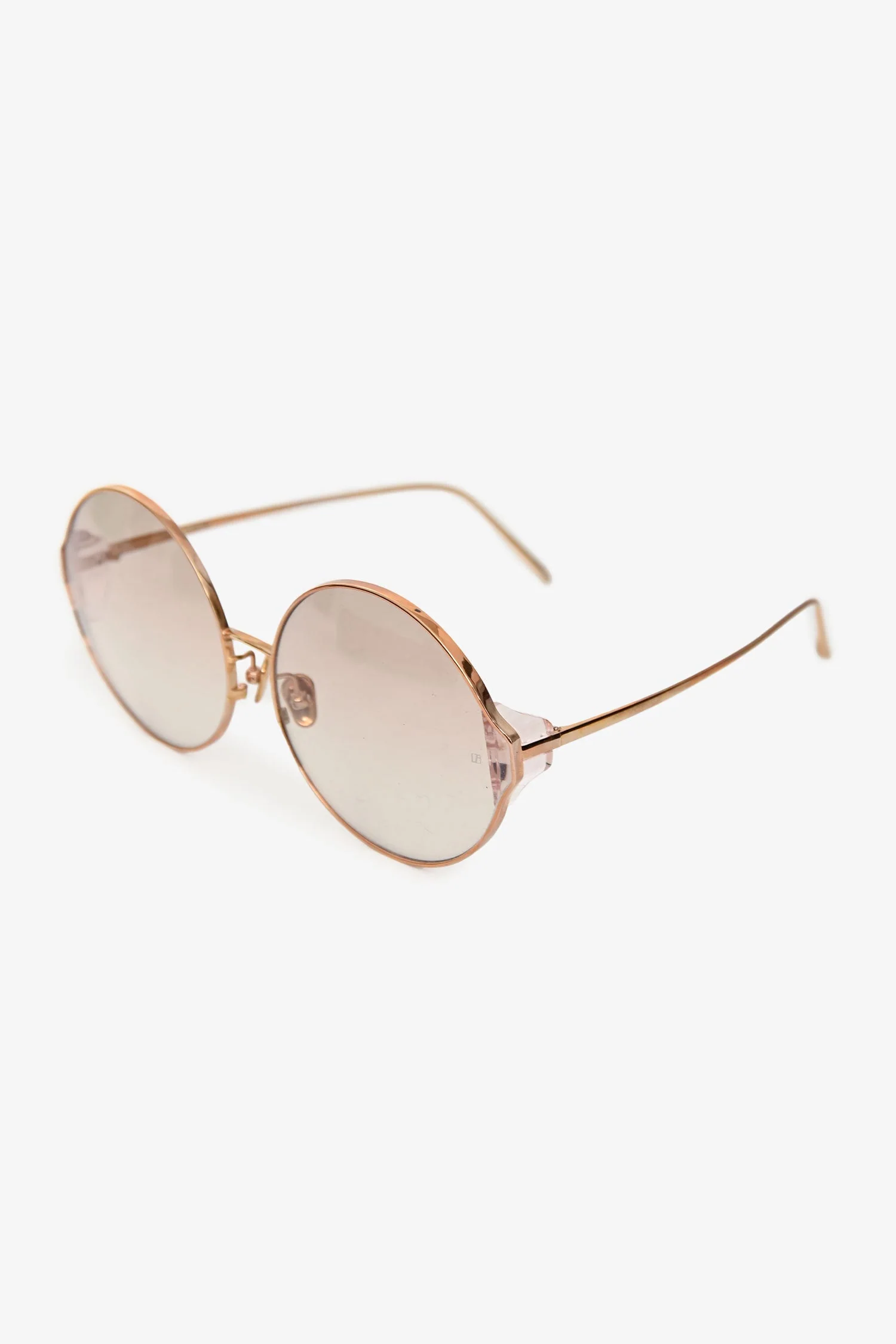 Linda Farrow Rose Gold Tone Metal Round Frame Sunglasses - Image 2