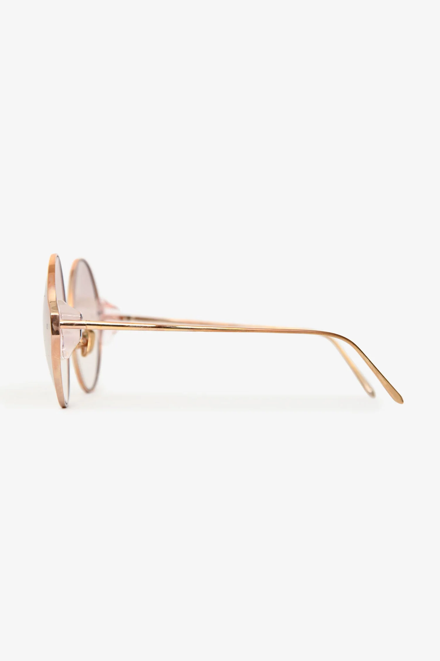 Linda Farrow Rose Gold Tone Metal Round Frame Sunglasses - Image 3