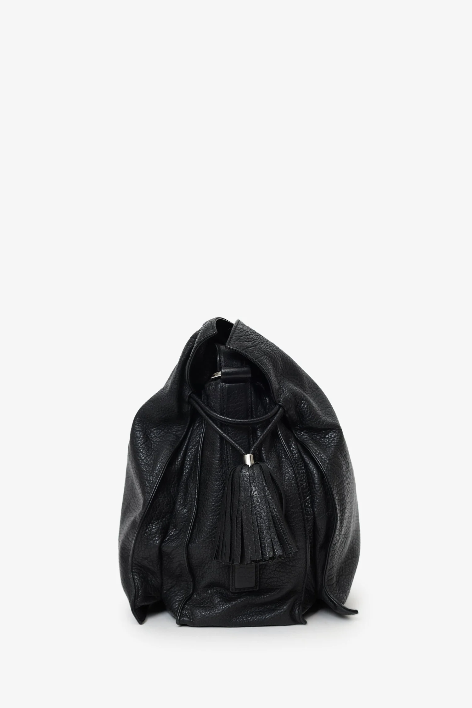 Loewe 2014 Black Leather Tasseled 'Flamenco' Shoulder Bag - Image 4