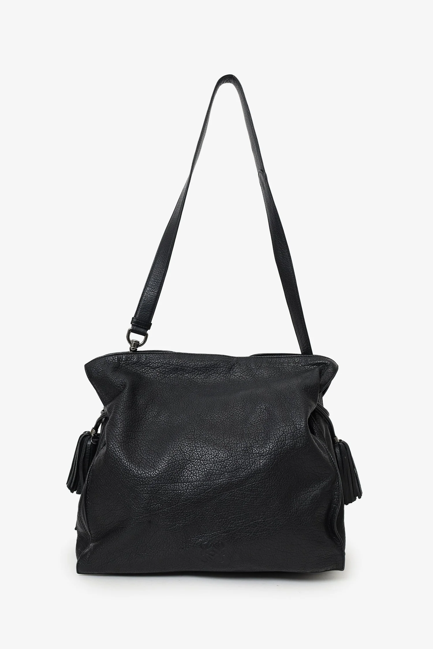 Loewe 2014 Black Leather Tasseled 'Flamenco' Shoulder Bag - Image 6