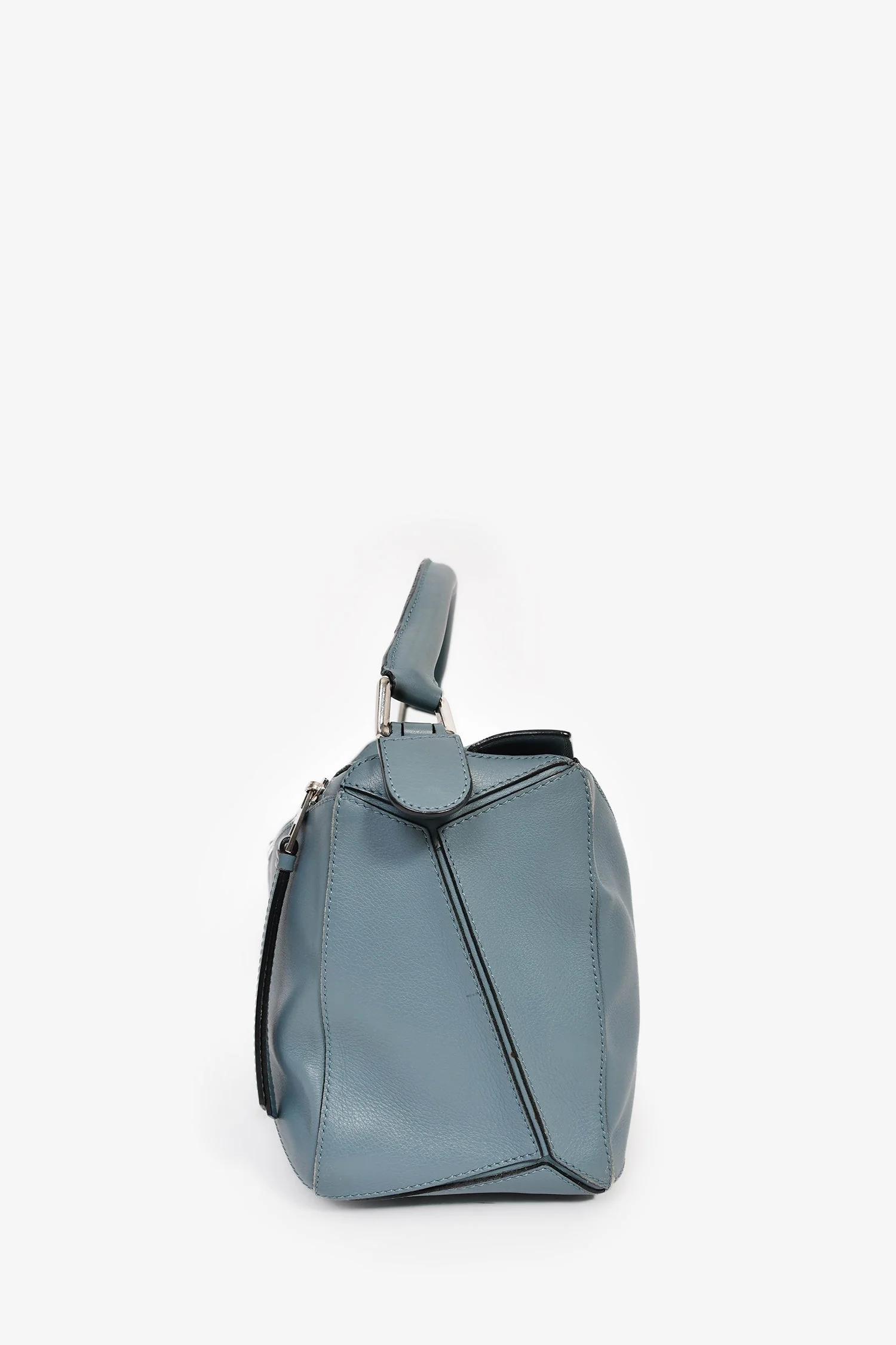 Loewe 2015 Blue Leather Large Puzzle Bag With Strap - Image 3