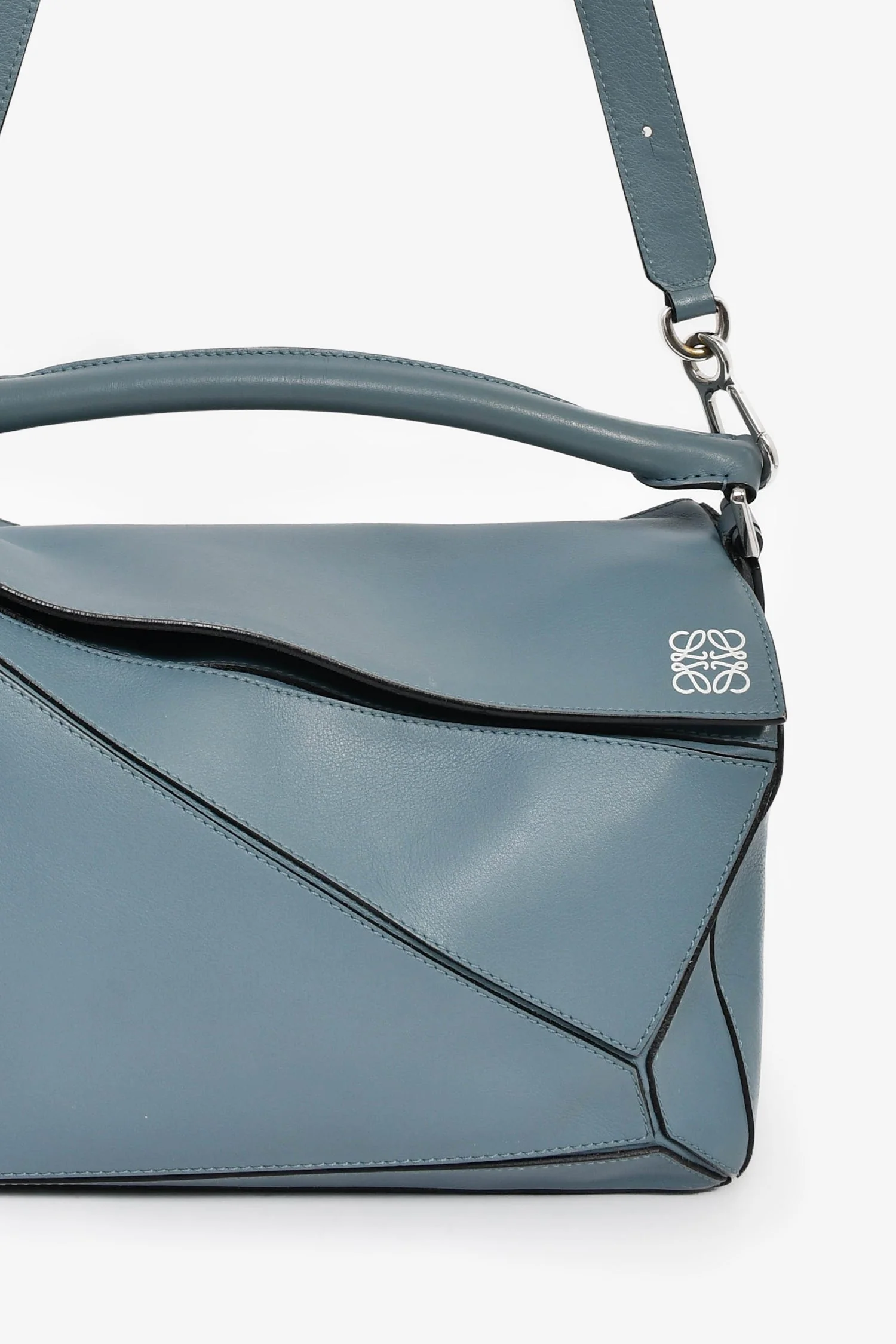 Loewe 2015 Blue Leather Large Puzzle Bag With Strap - Image 6