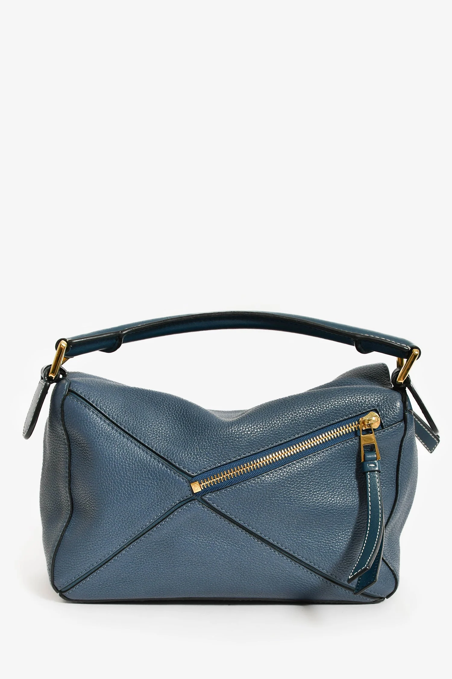 Loewe 2017 Blue Leather Small Puzzle Bag with Strap - Image 2