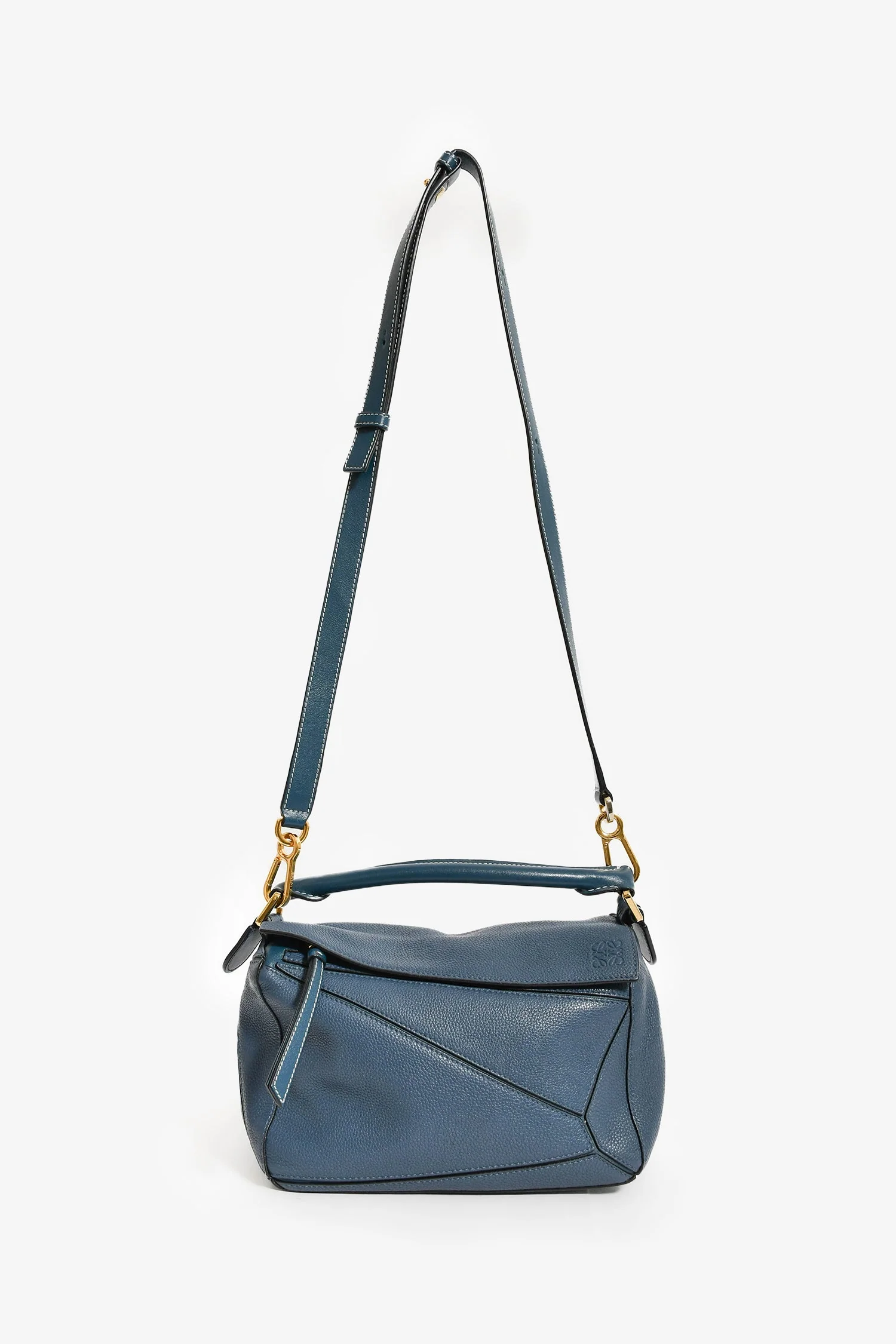 Loewe 2017 Blue Leather Small Puzzle Bag with Strap - Image 7
