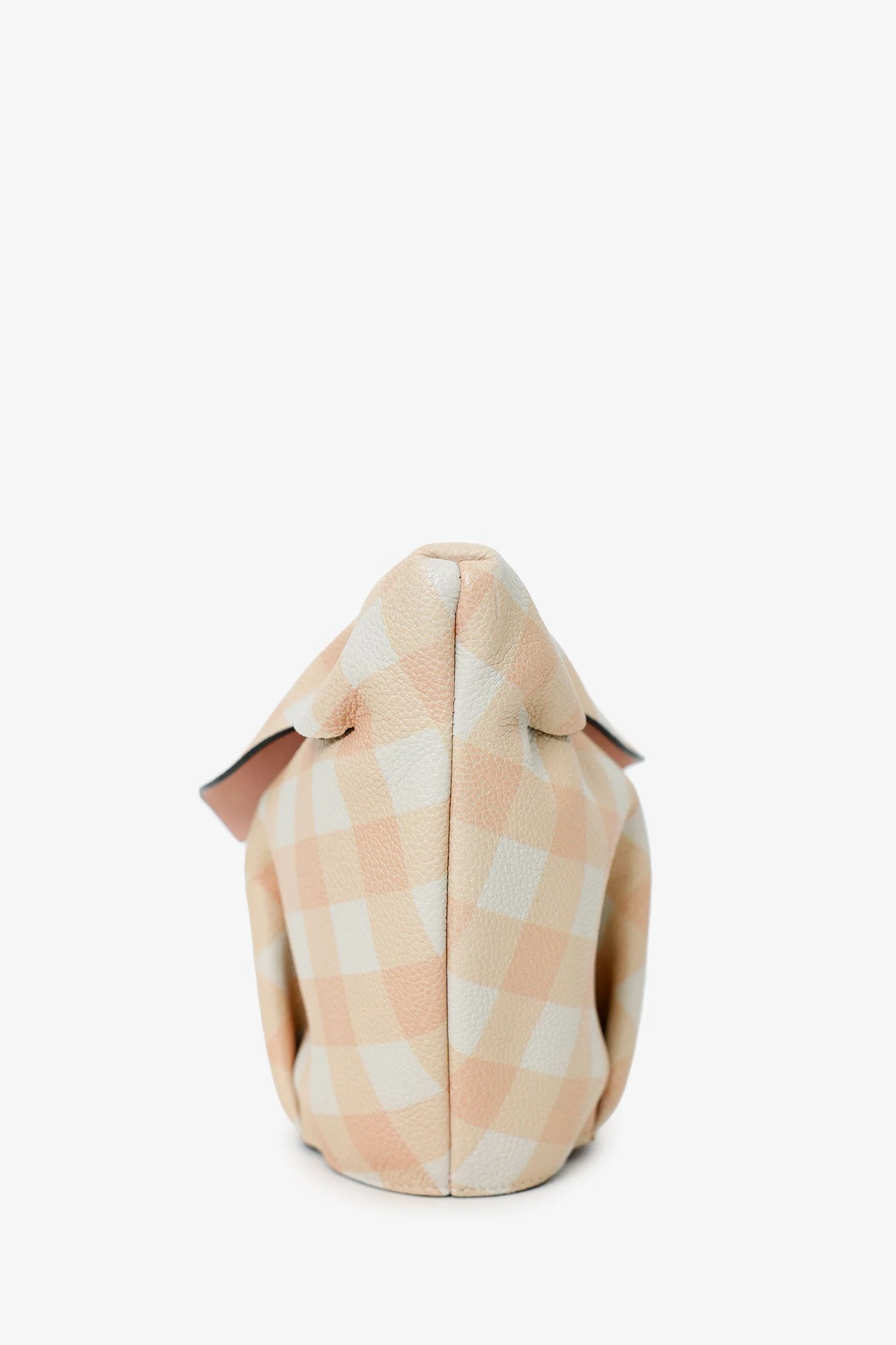 Loewe 2018 Pink/White Gingham Leather Bunny Crossbody Bag - Image 3