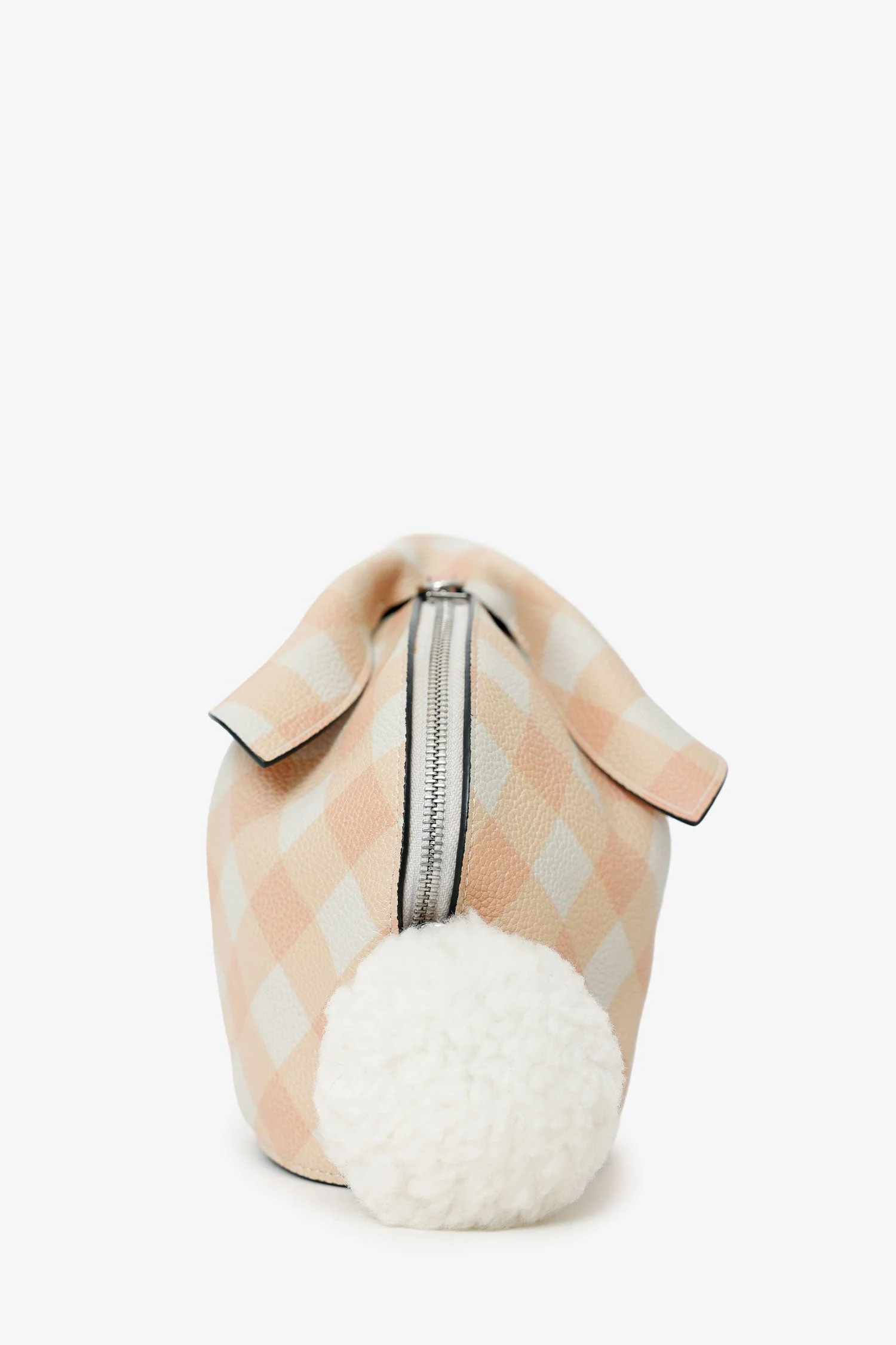 Loewe 2018 Pink/White Gingham Leather Bunny Crossbody Bag - Image 4