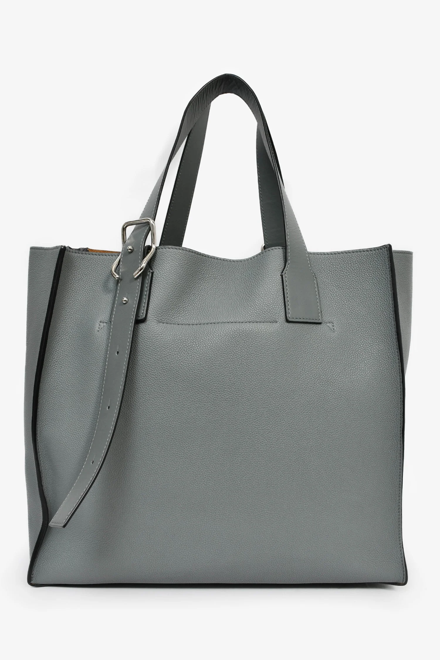 Loewe 2019 Asphalt Grey Leather Buckle Tote - Image 2