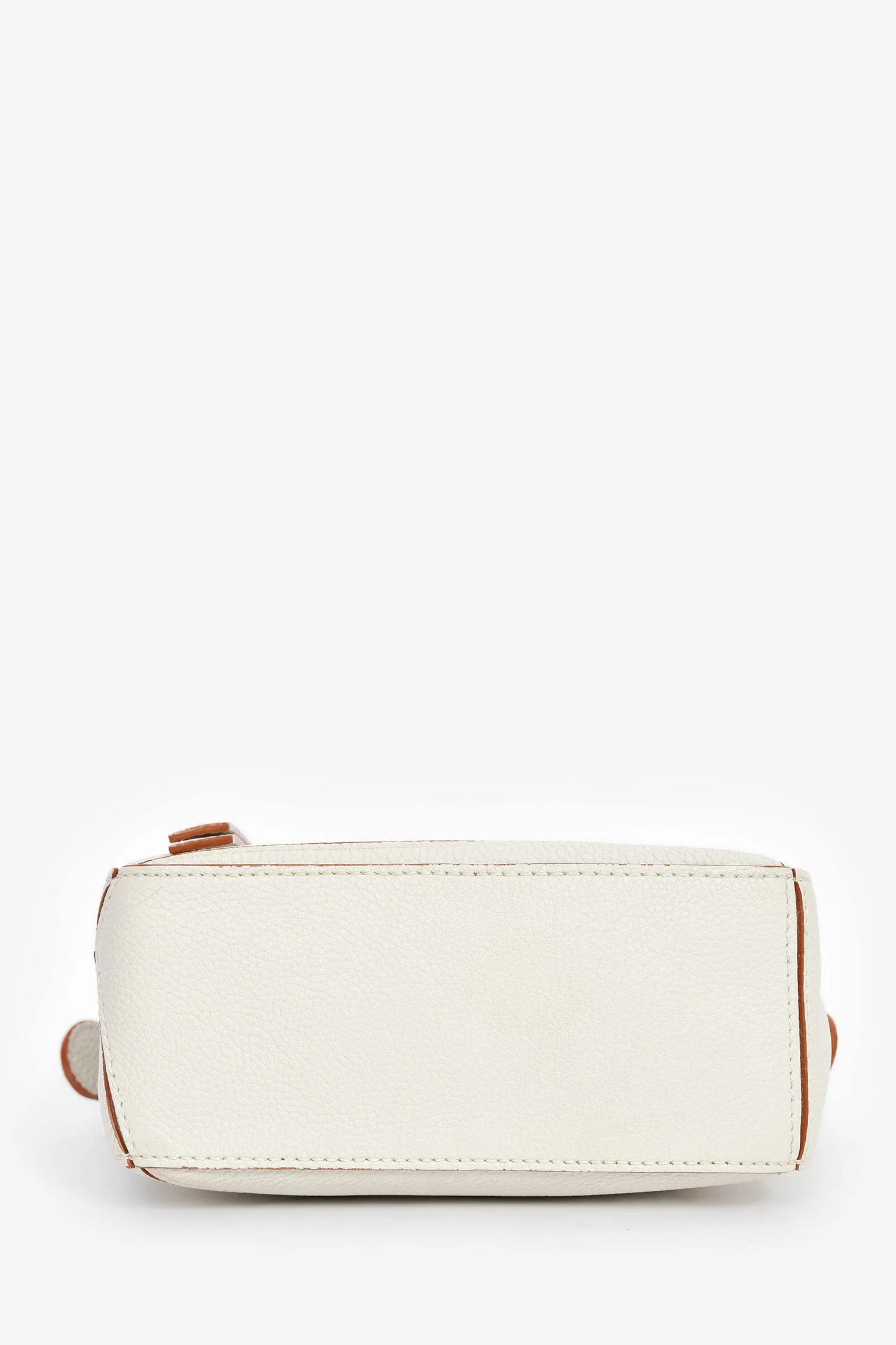 Loewe 2021 White/Brown Contrast Leather Mini Puzzle Bag with Strap - Image 5
