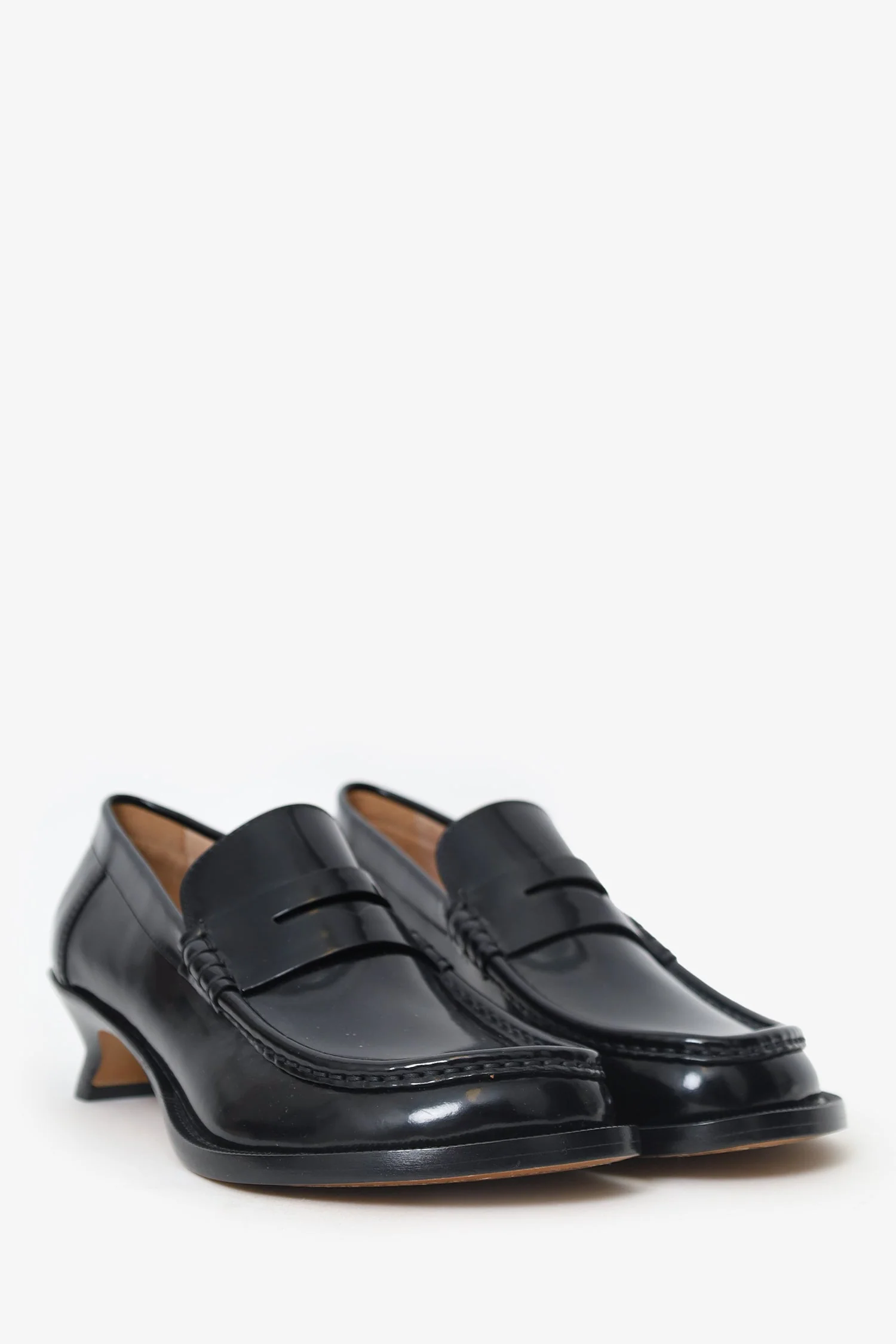 Loewe Black Campo Leather Penny Loafers Size 36 - Image 2