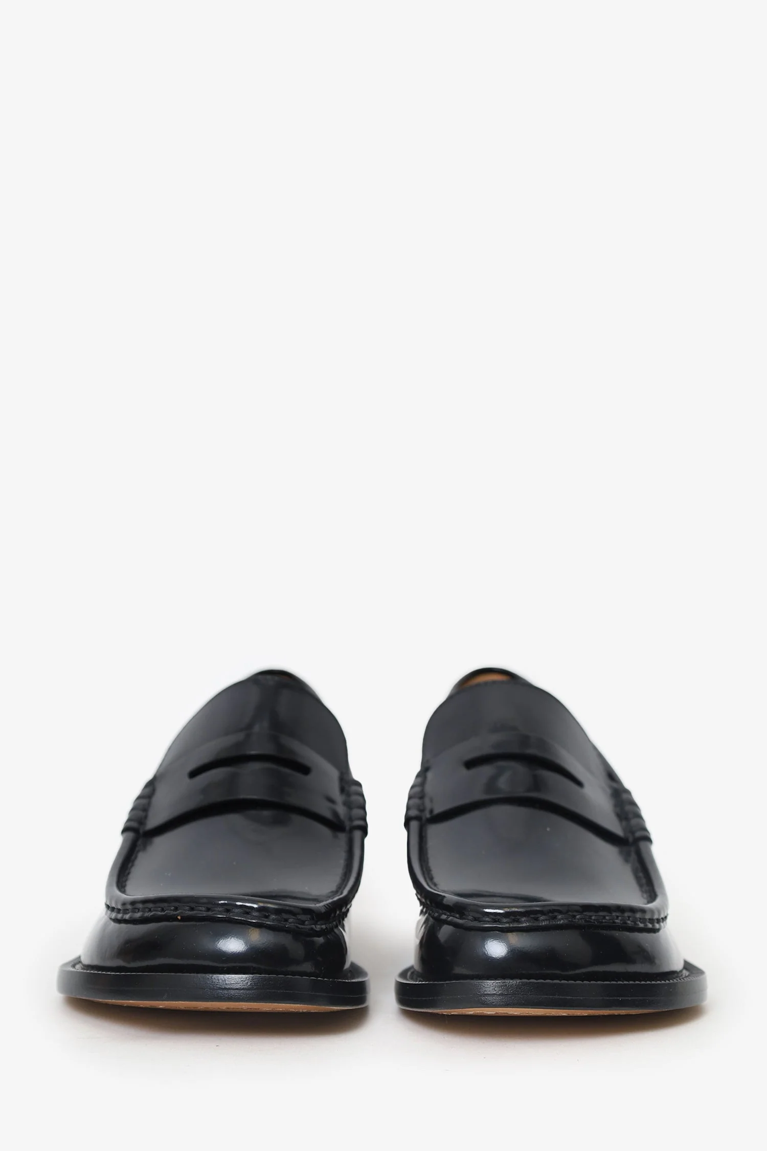 Loewe Black Campo Leather Penny Loafers Size 36 - Image 3