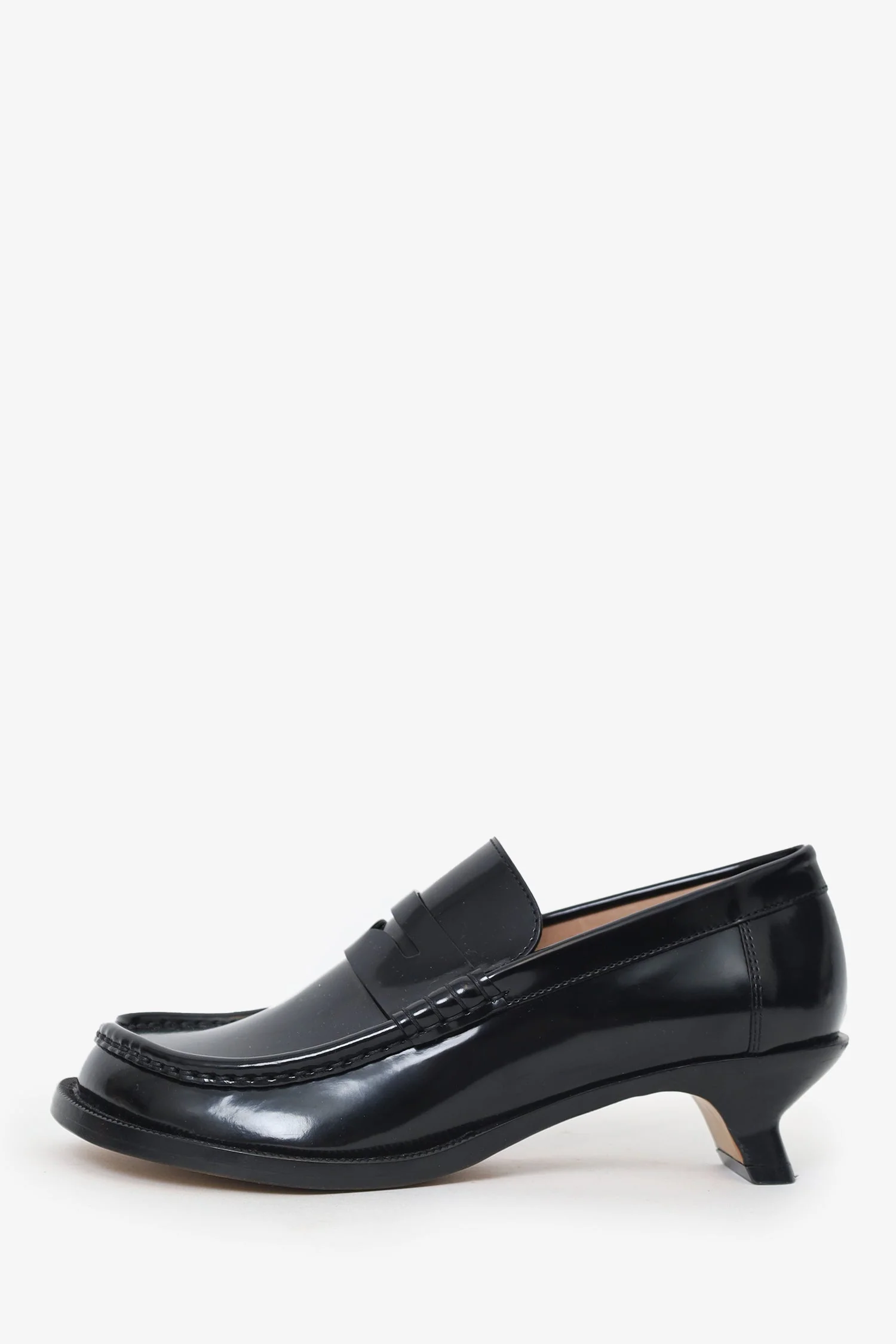 Loewe Black Campo Leather Penny Loafers Size 36 - Image 4