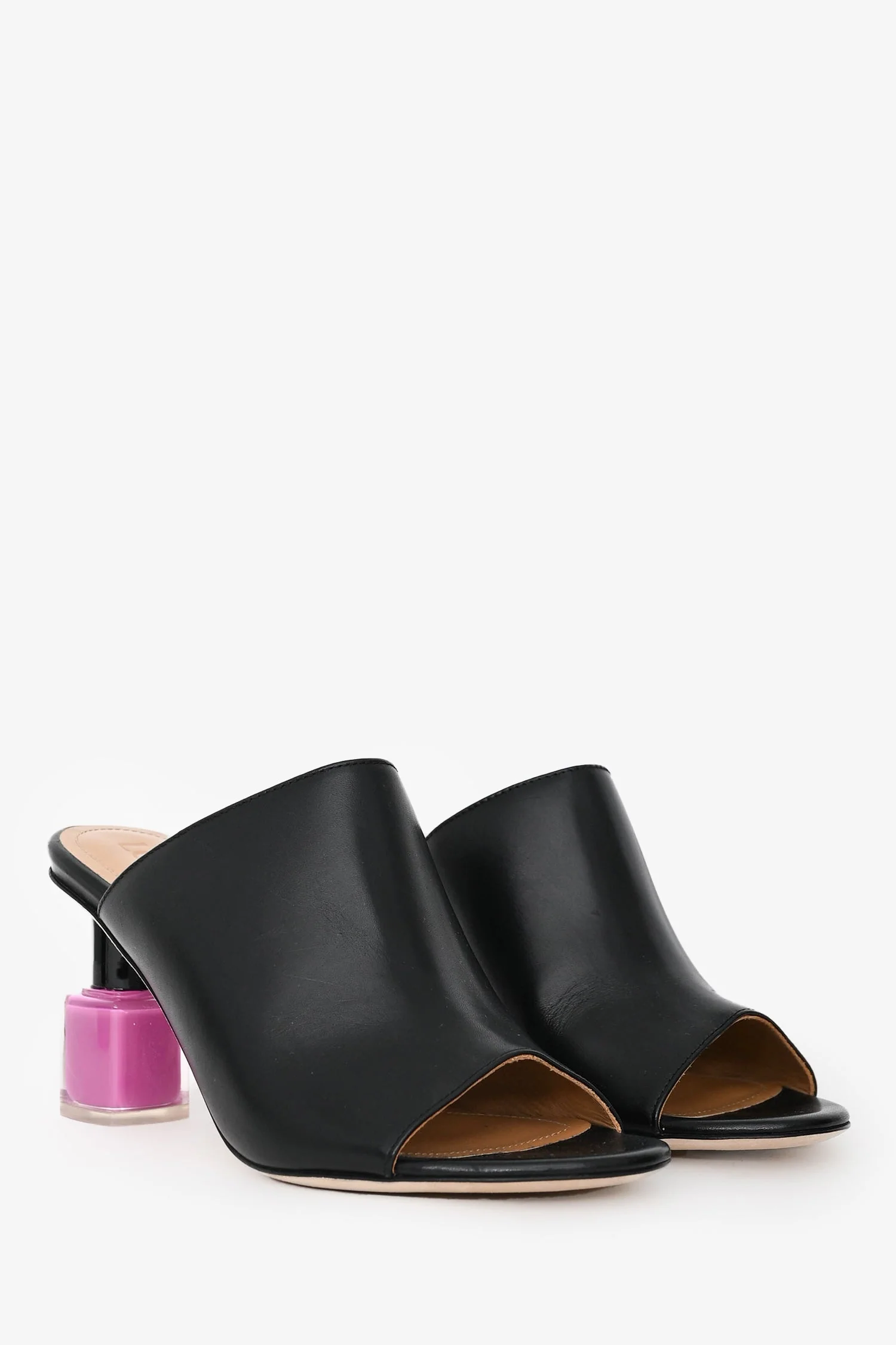 Loewe Black Leather Nail Polish Mules Size 36 - Image 2