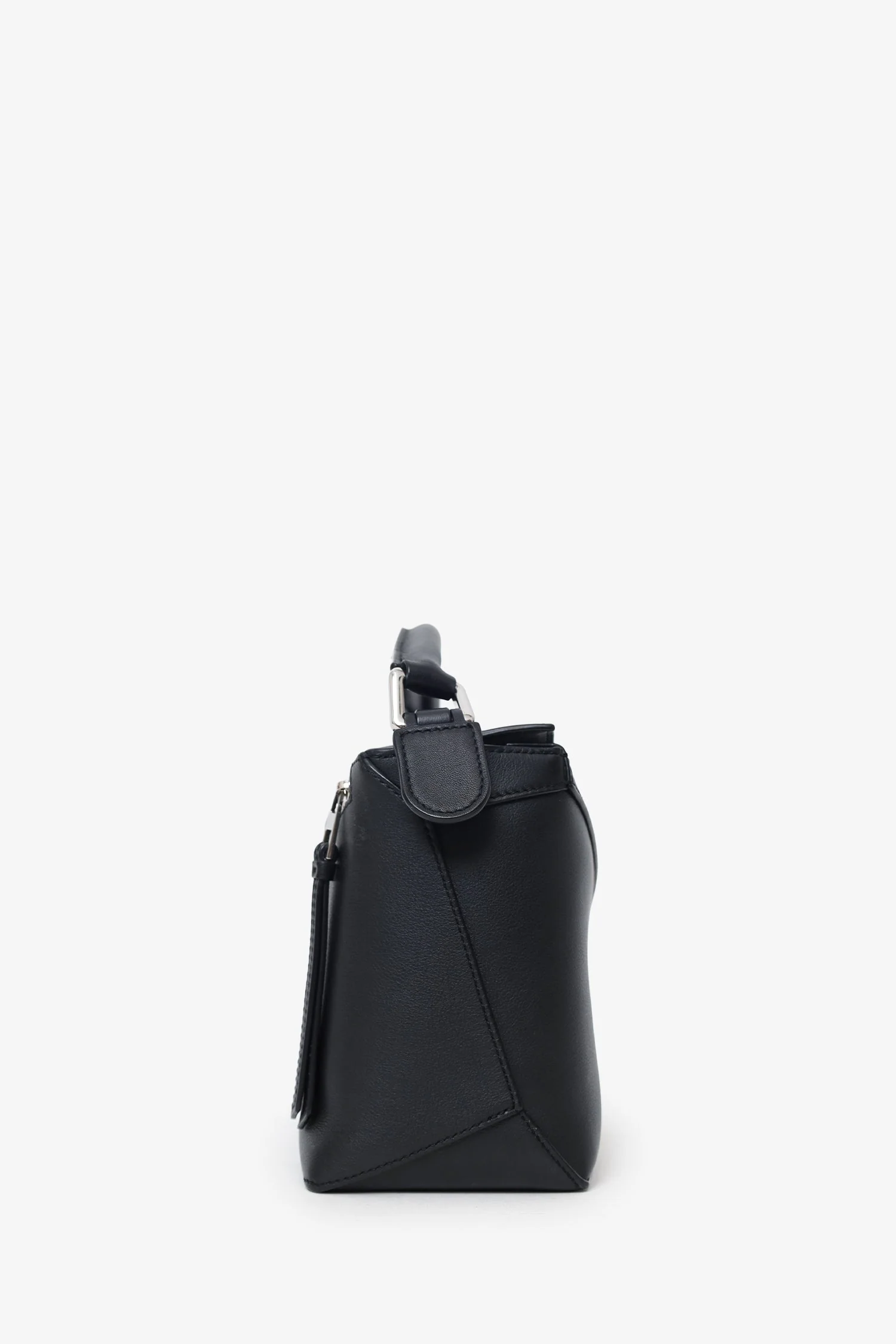 Loewe Black Leather Puzzle Small Edge Bag With Strap - Image 3