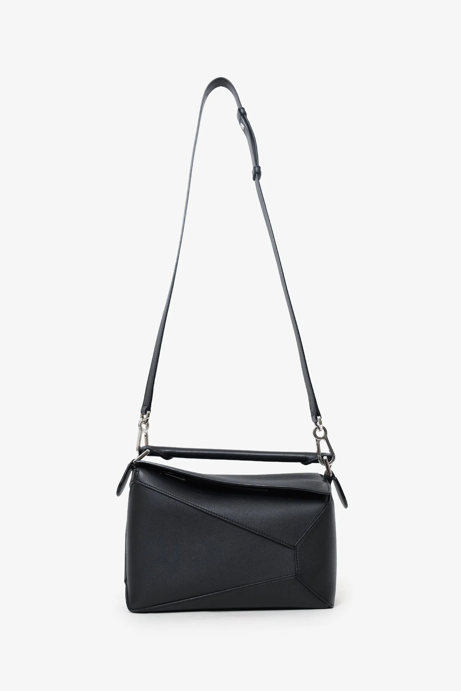 Loewe Black Leather Puzzle Small Edge Bag With Strap - Image 6