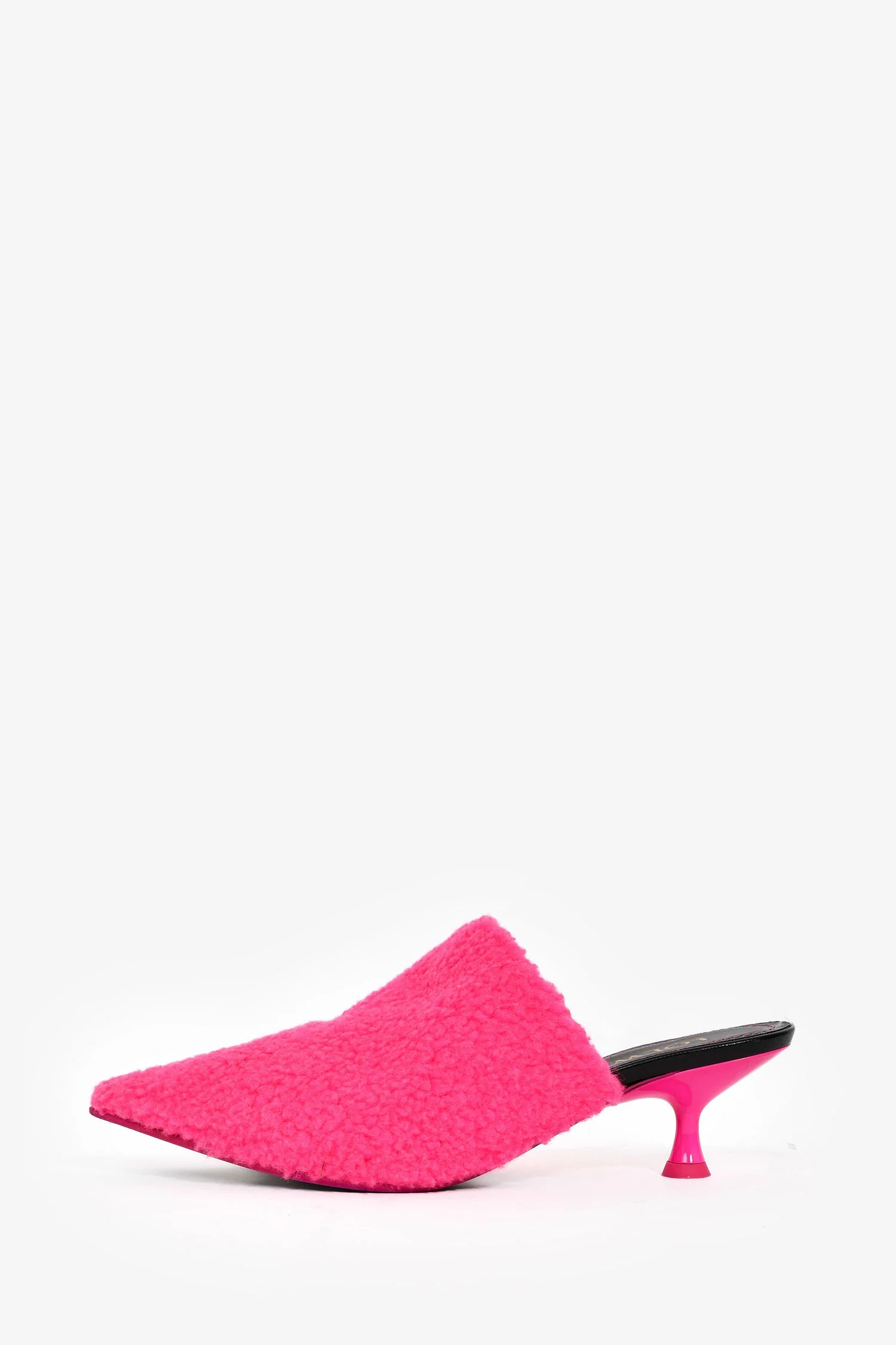Loewe Black Pink Shearling Heeled Mules Size 37 - Image 4