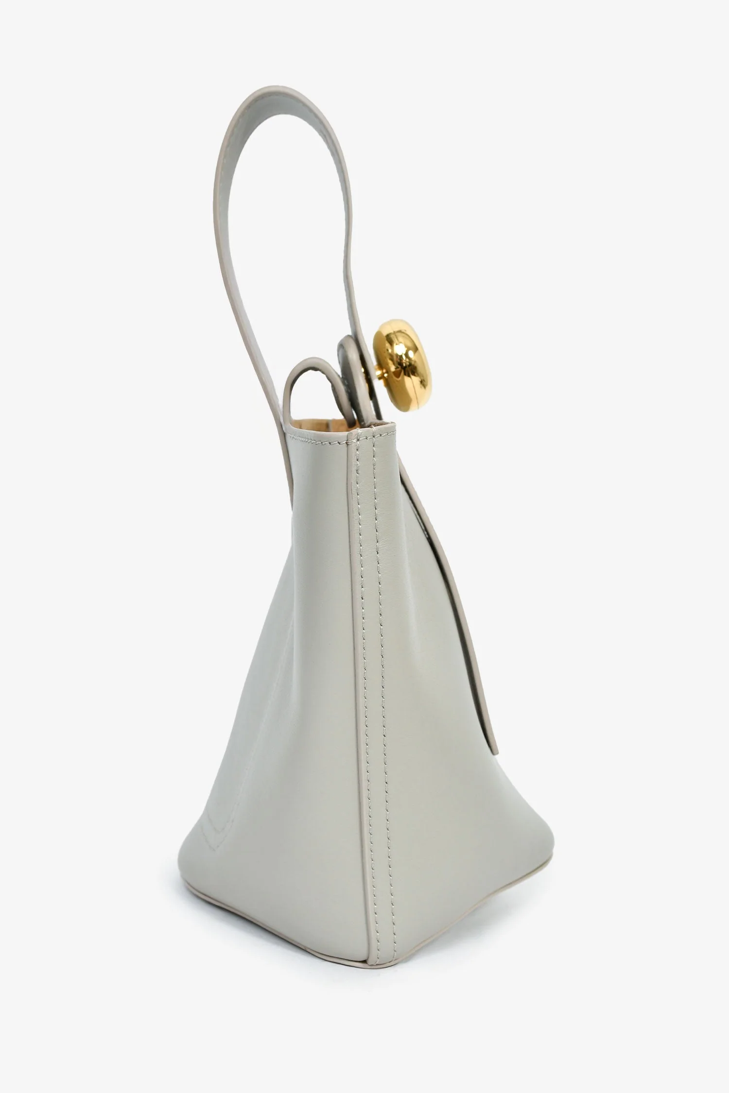 Loewe Grey Leather 'Pebble' Mini Bucket Bag - Image 3