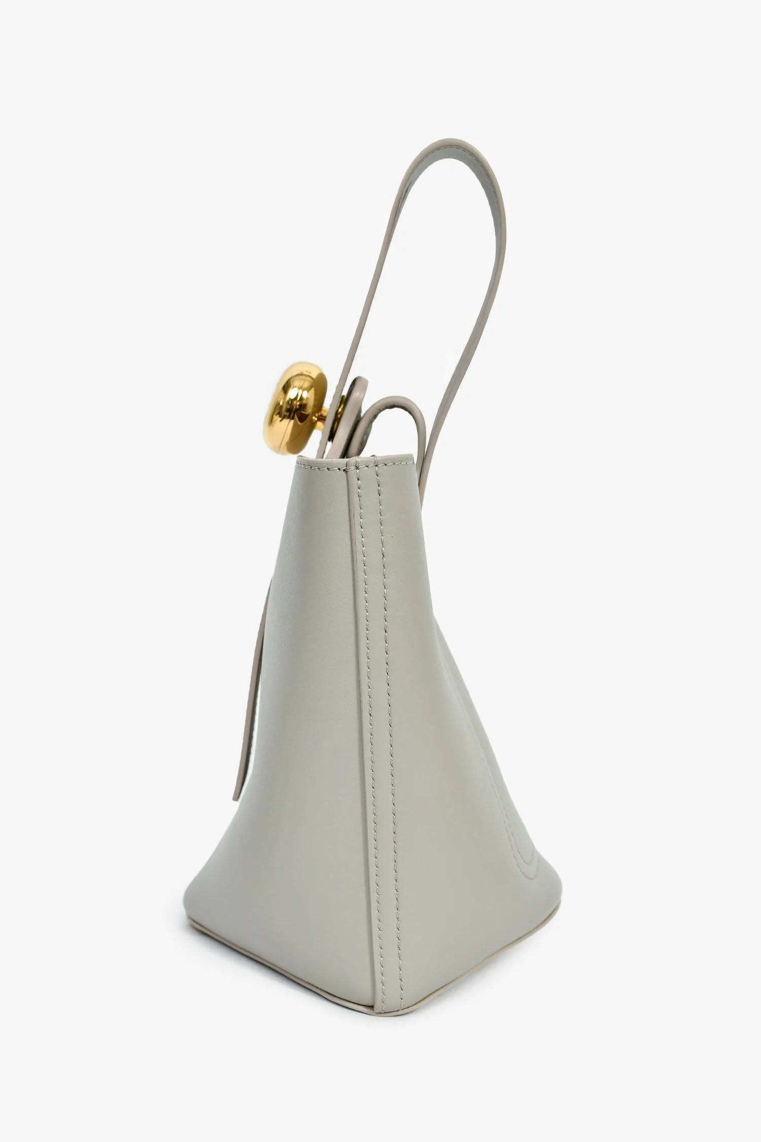 Loewe Grey Leather 'Pebble' Mini Bucket Bag - Image 4