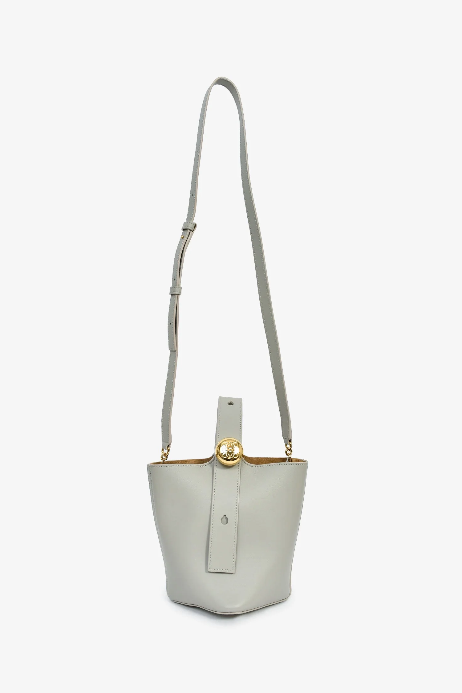 Loewe Grey Leather 'Pebble' Mini Bucket Bag - Image 7