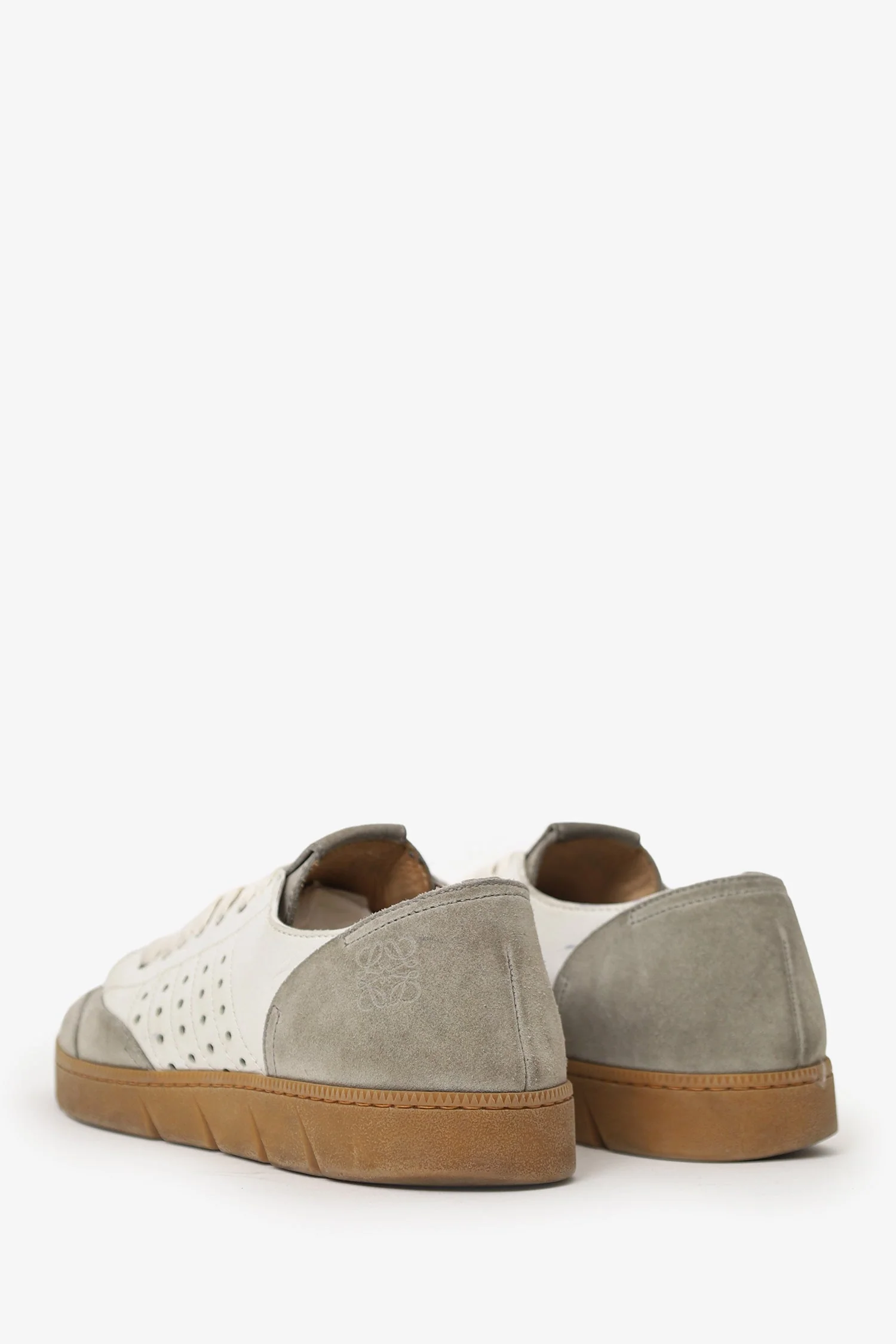 Loewe Khaki Suede/Leather Low Top Sneakers Size 40 Mens - Image 4