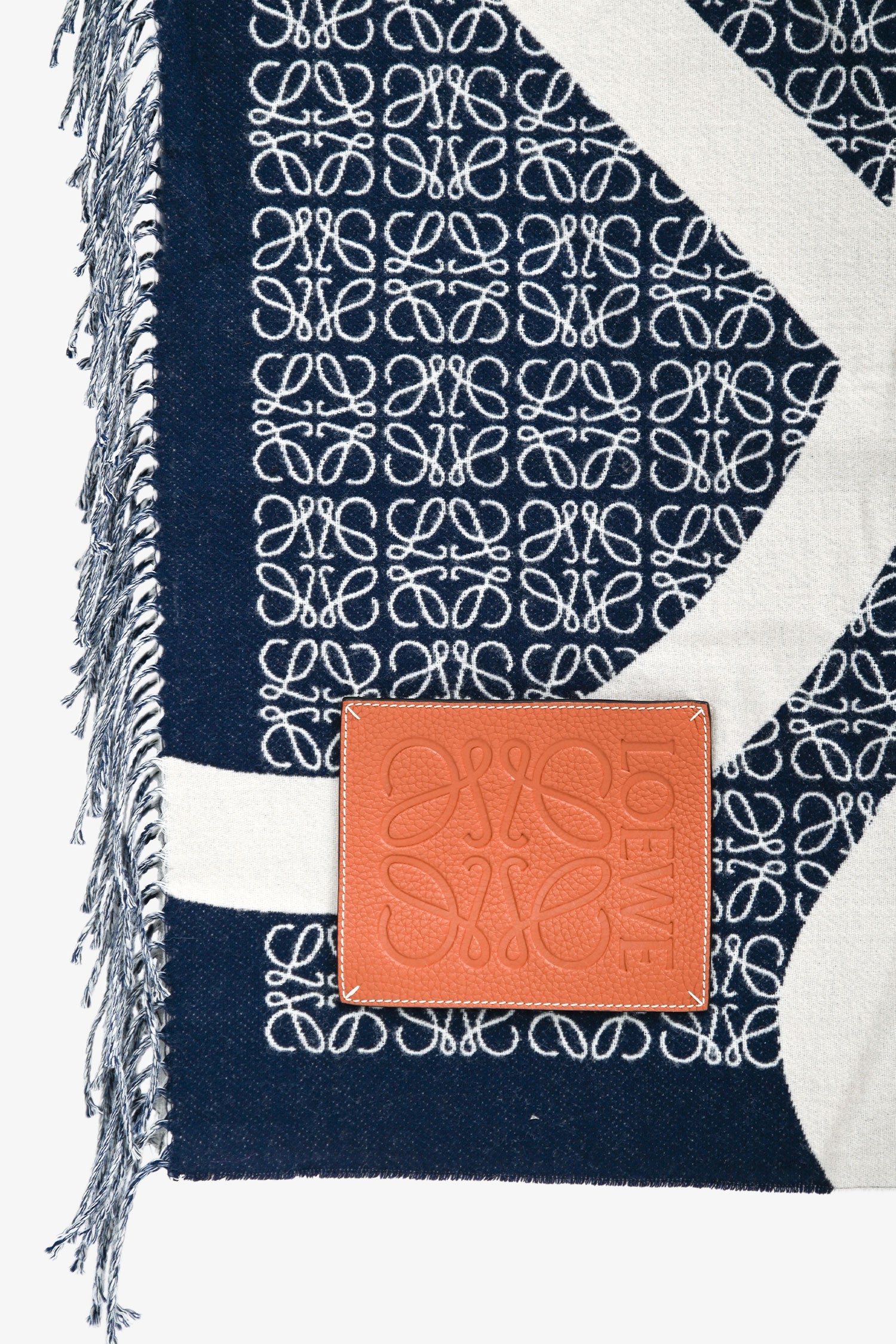 Loewe Navy/Cream Wool Anagram Blanket - Image 3