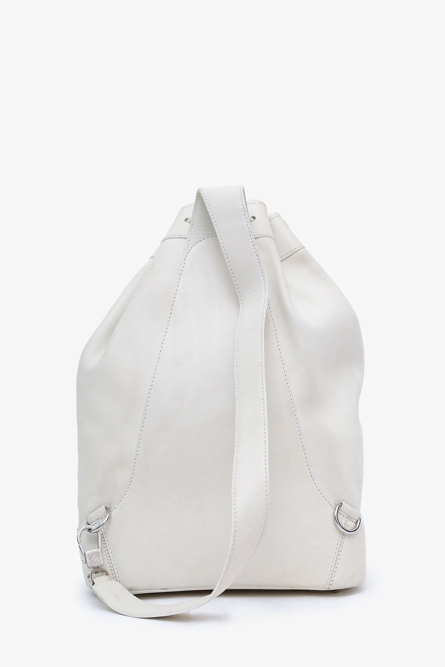 Loewe White Leather 'Anton' Backpack With Pouch - Image 2