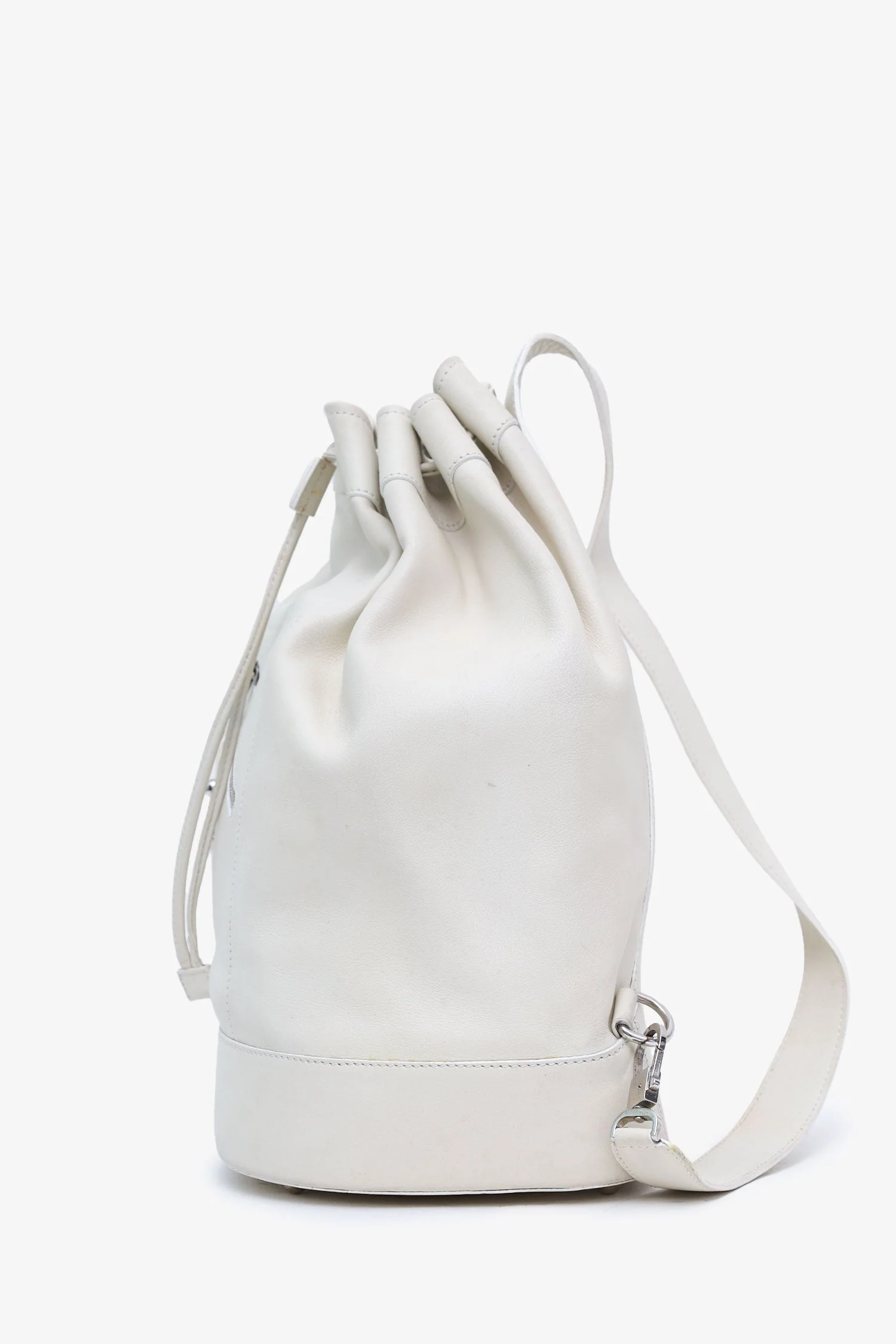 Loewe White Leather 'Anton' Backpack With Pouch - Image 3