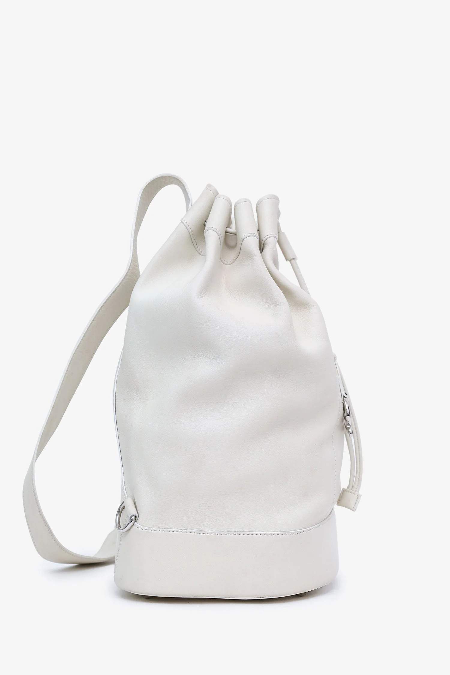 Loewe White Leather 'Anton' Backpack With Pouch - Image 4